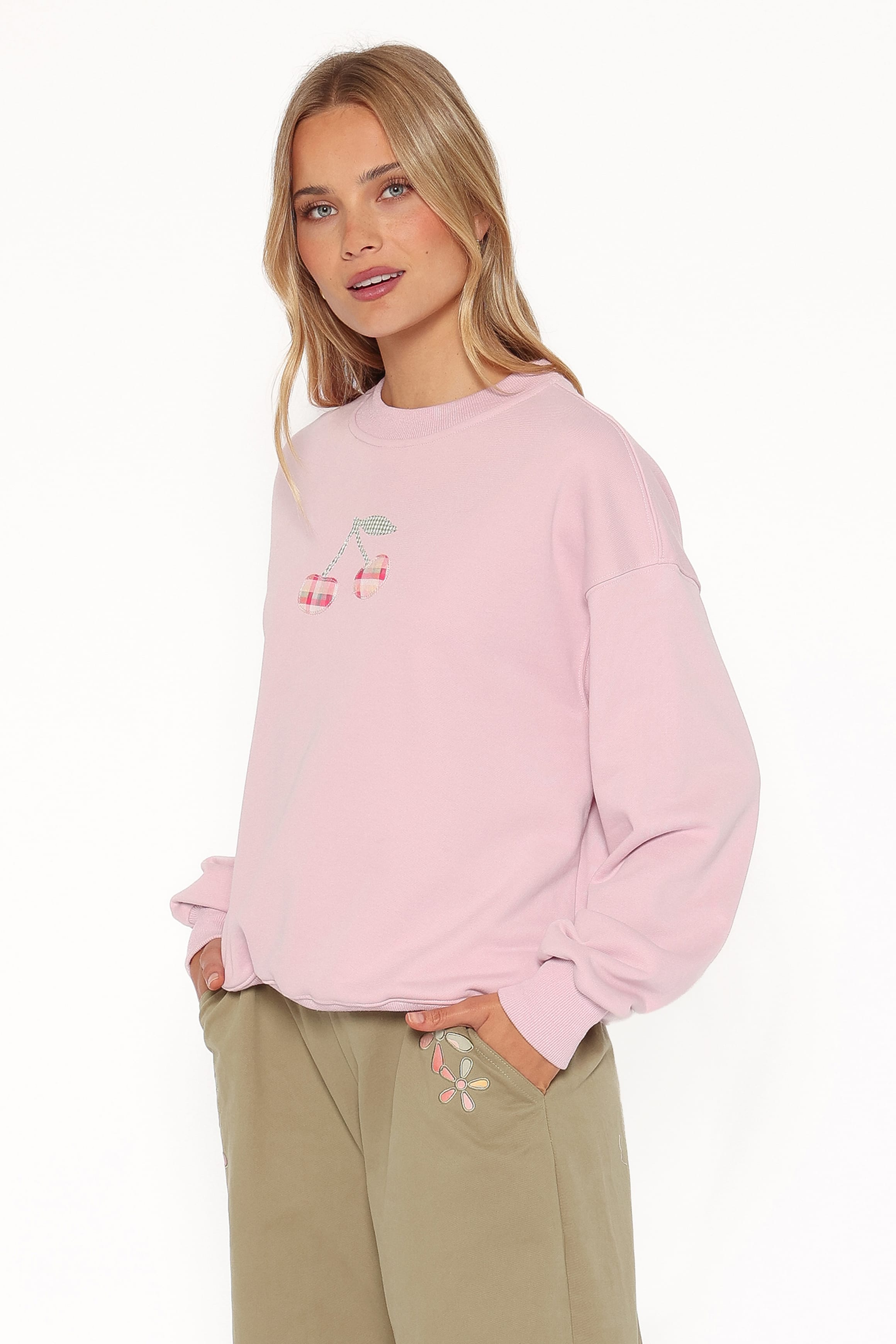 Patchwork Sweatshirt - Pink Cherry