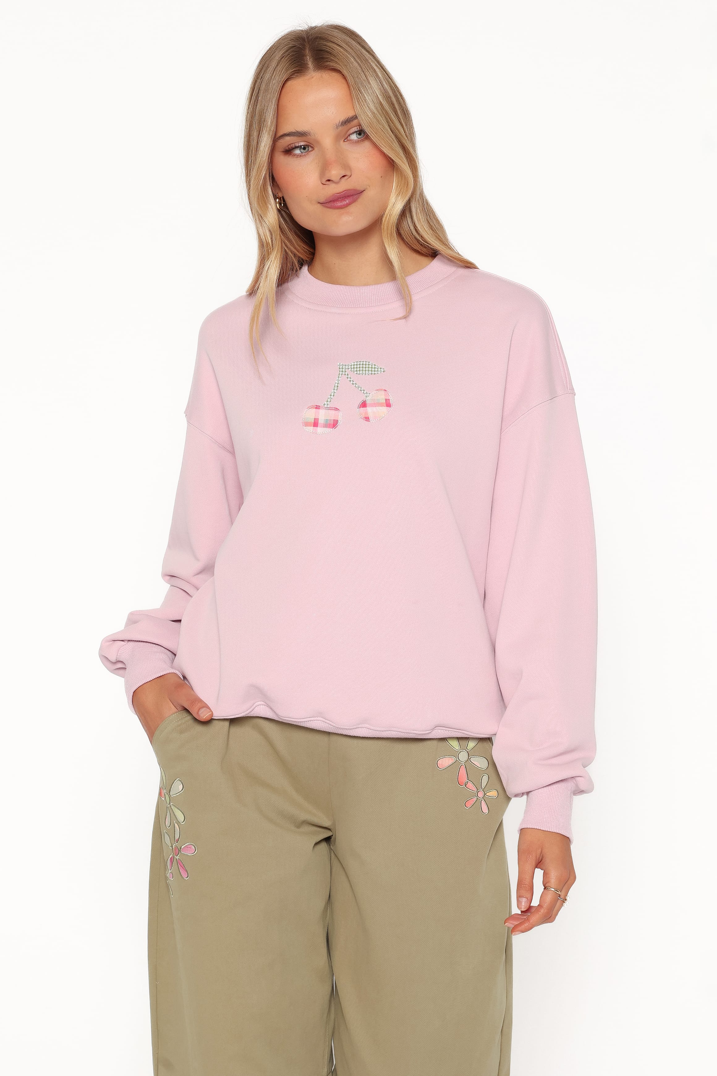 Patchwork Sweatshirt - Pink Cherry