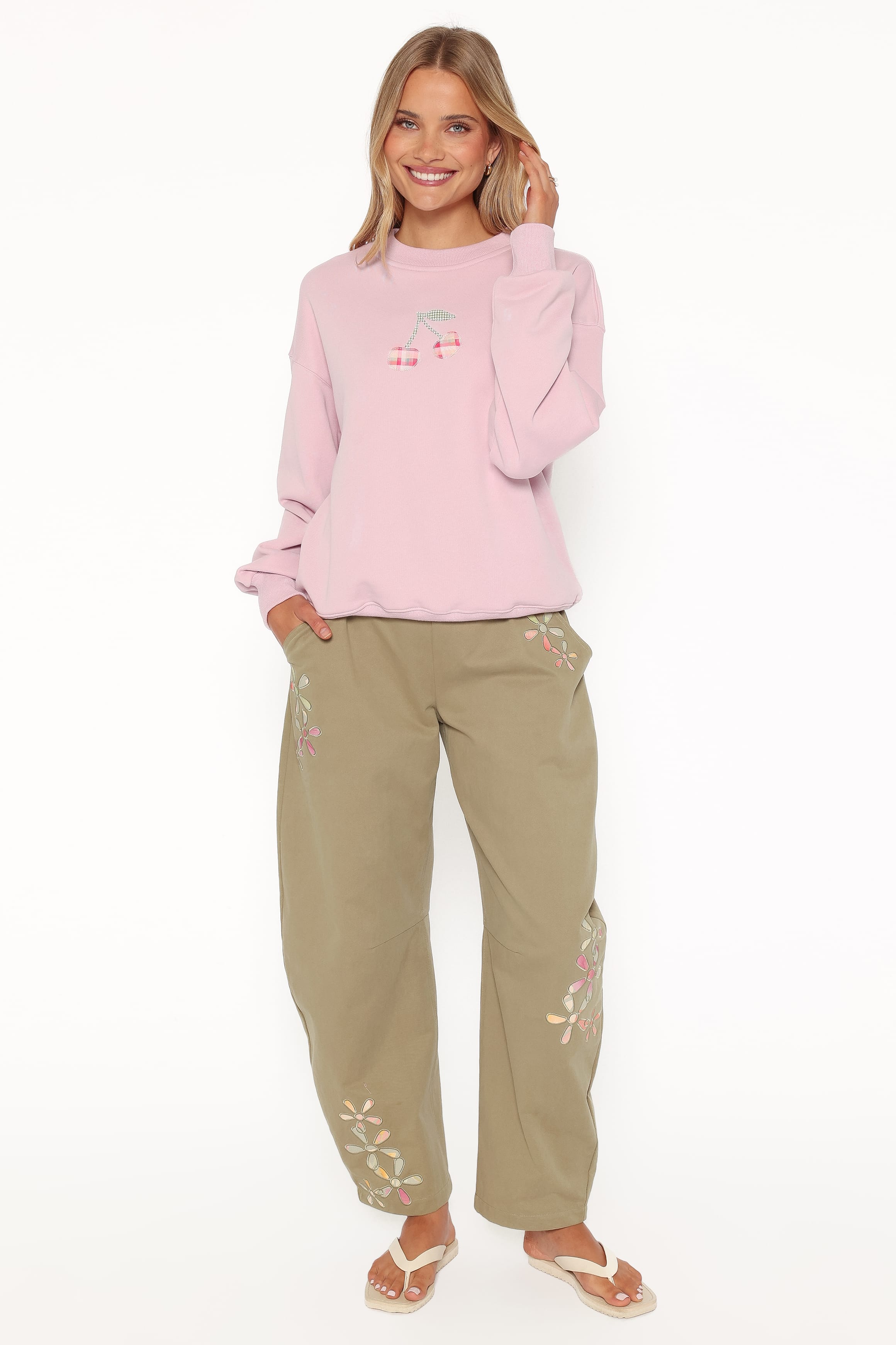 Patchwork Sweatshirt - Pink Cherry