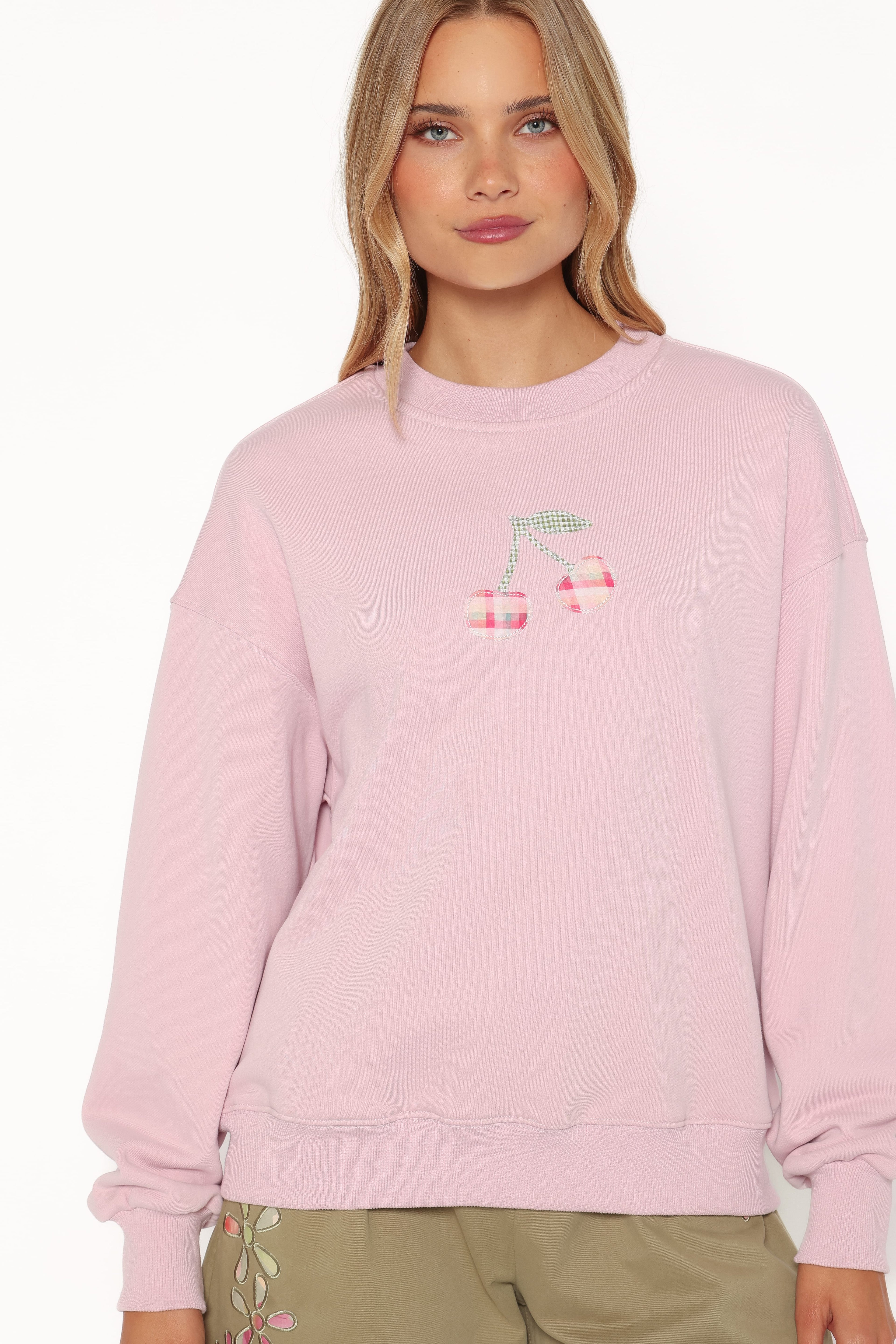 Patchwork Sweatshirt - Pink Cherry