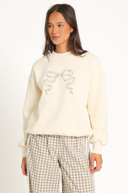 Bow Sweatshirt - Cream
