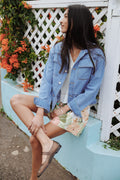 Peplum Denim Jacket - Medium Wash