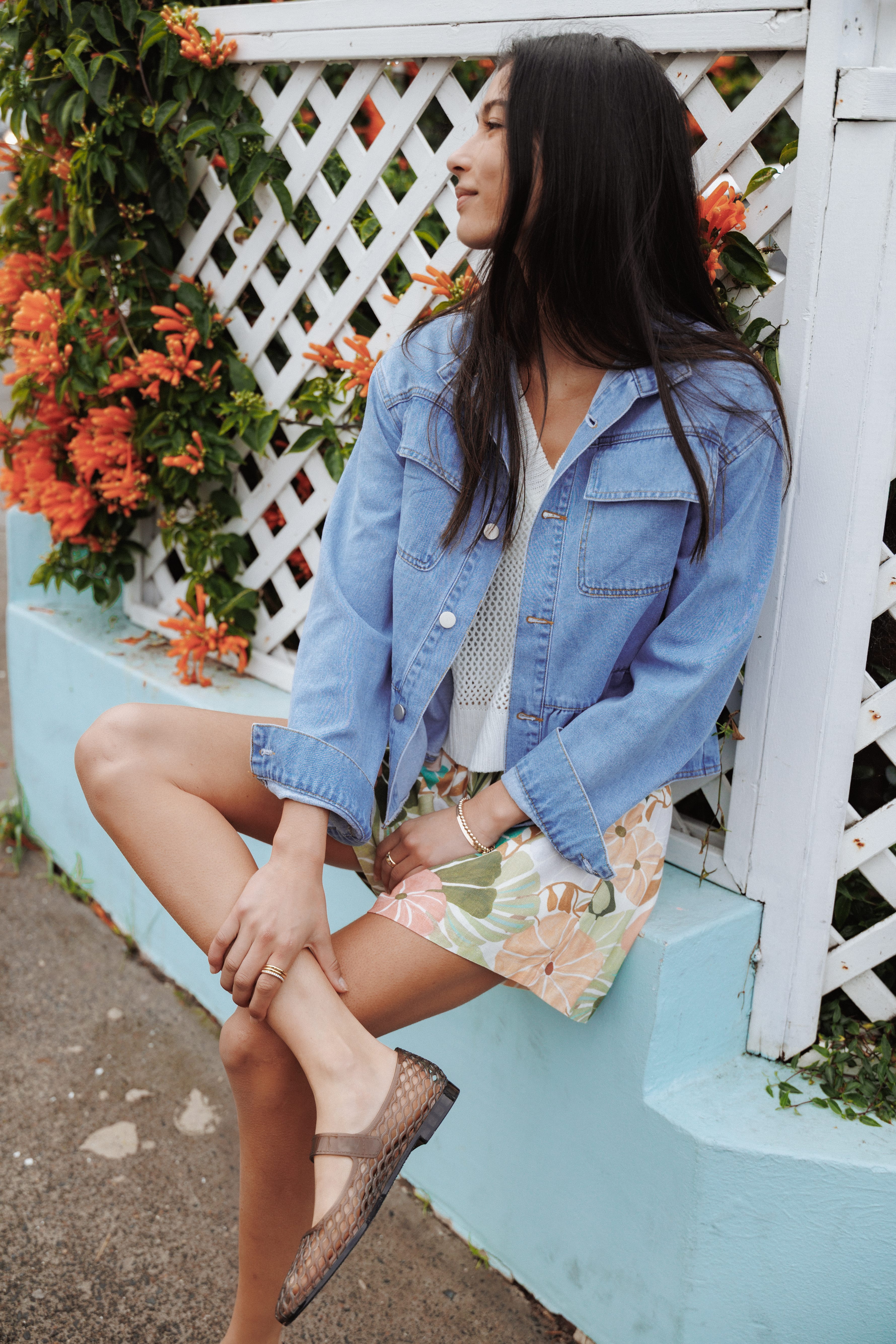 Peplum Denim Jacket - Medium Wash