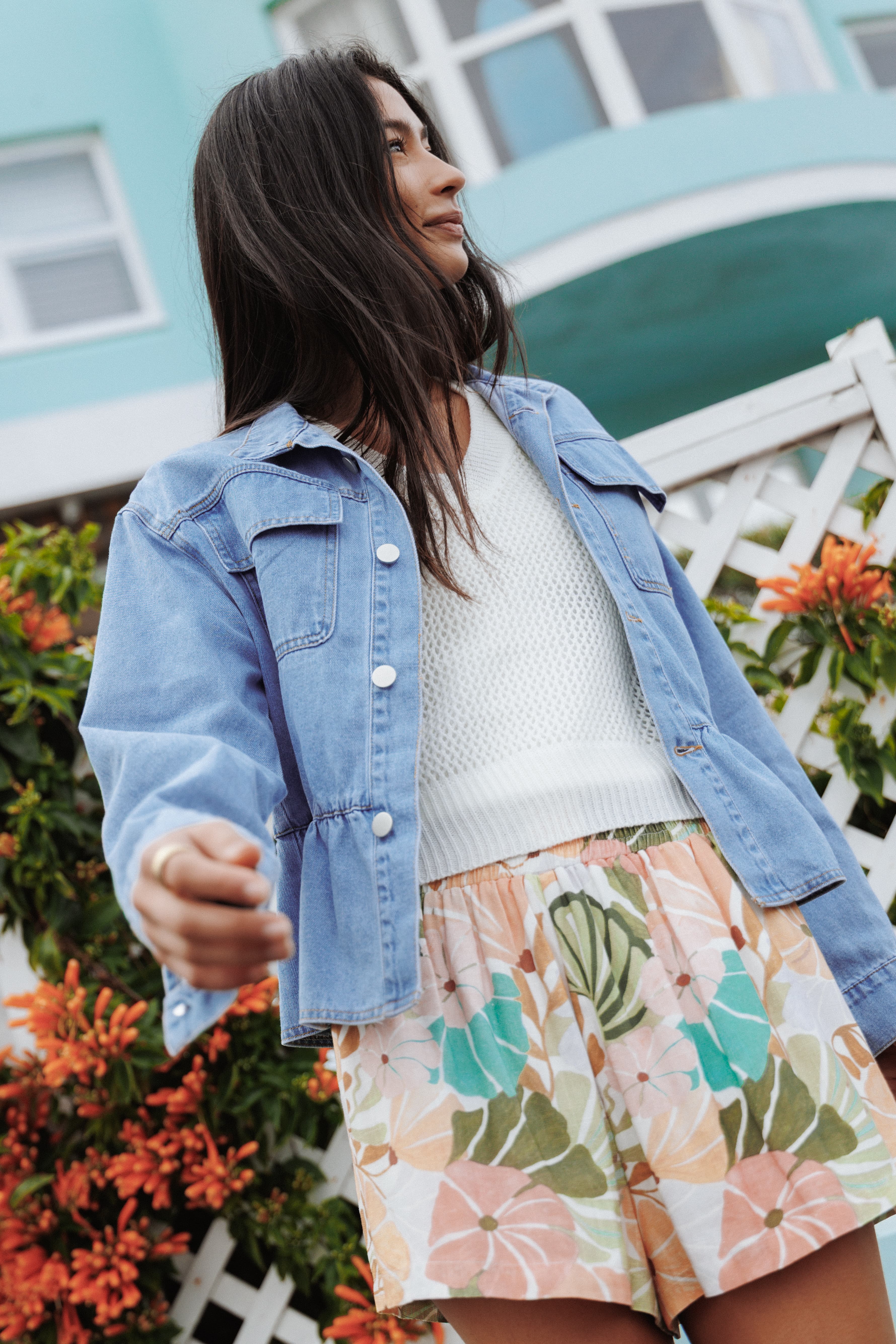 Peplum Denim Jacket - Medium Wash