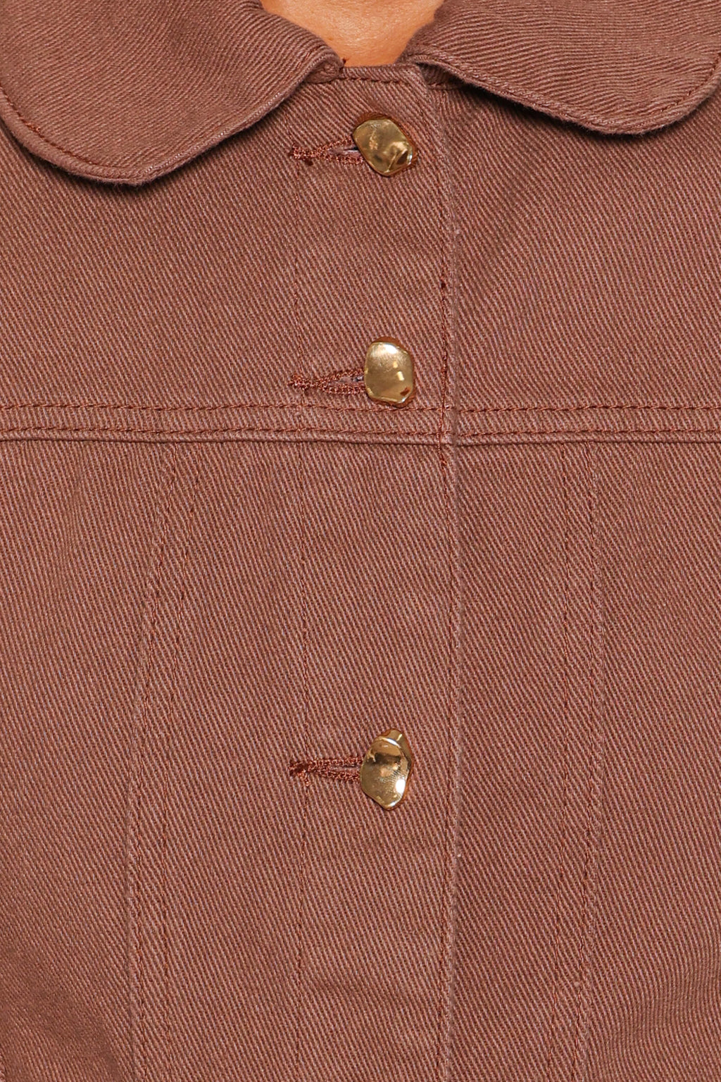 Cropped Denim Jacket - Chocolate Brown