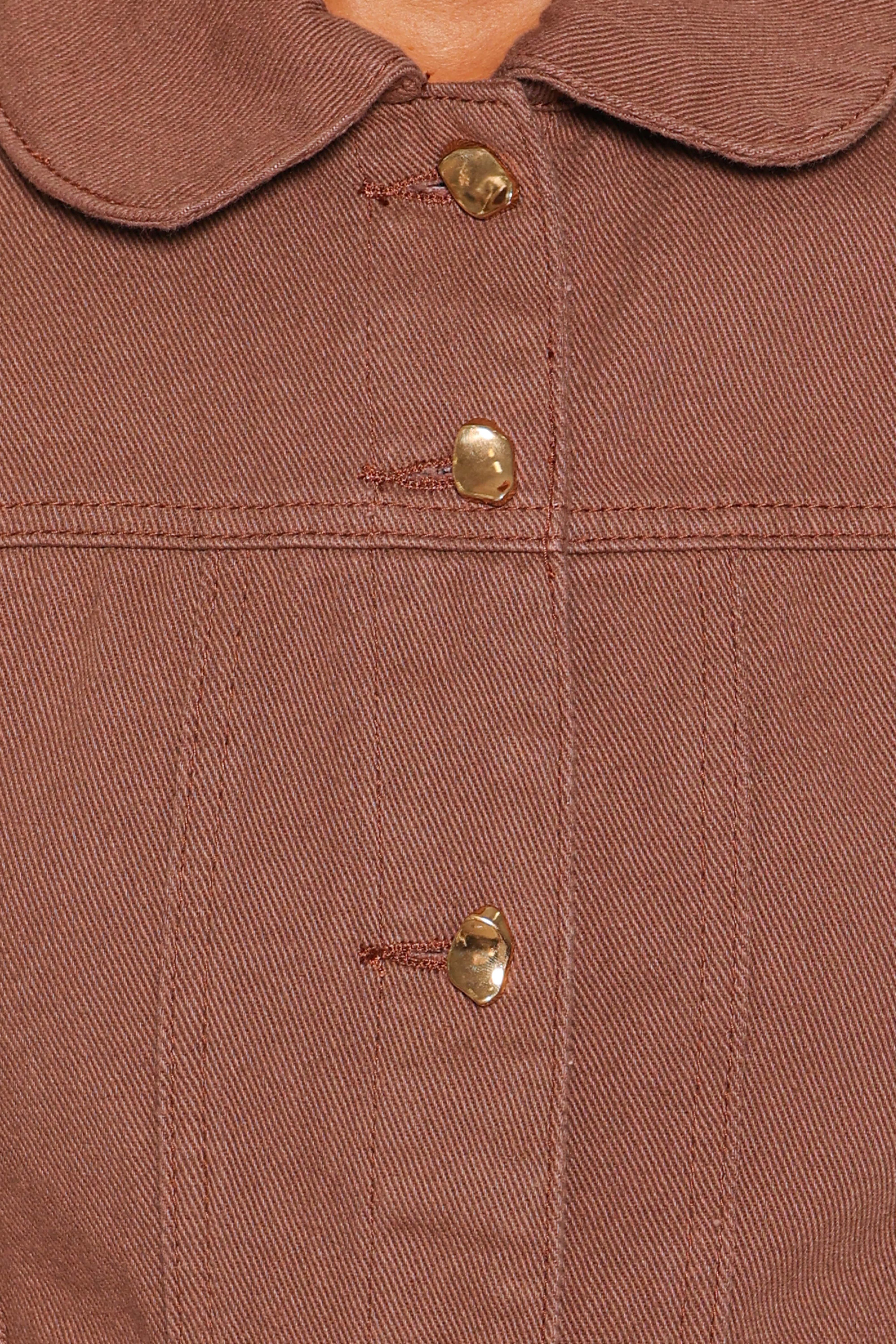 Cropped Denim Jacket - Chocolate Brown