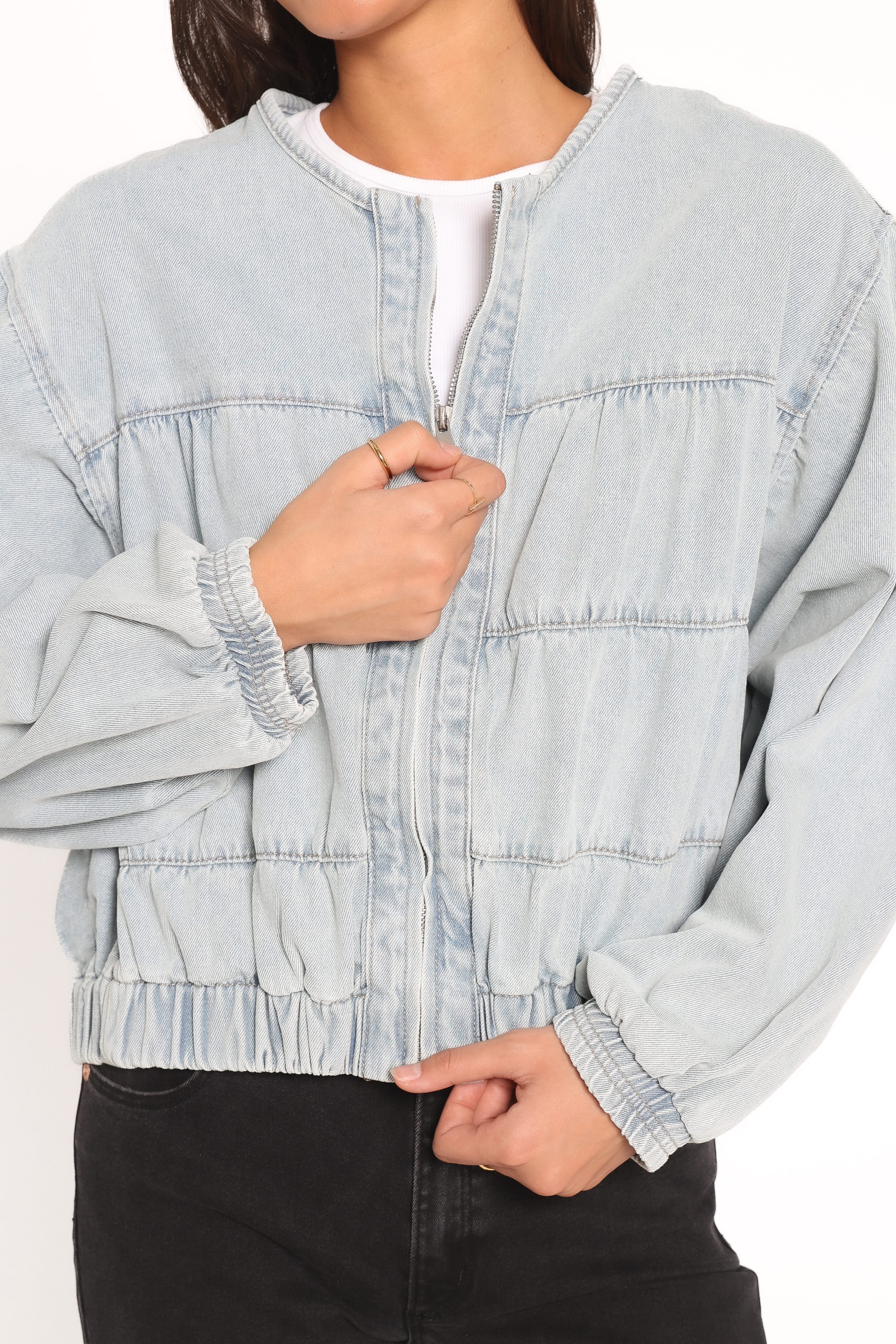 Denim Bomber Jacket - Light Blue Wash