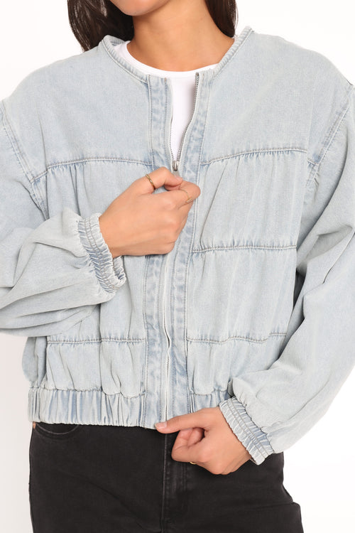 Denim Bomber Jacket - Light Blue Wash