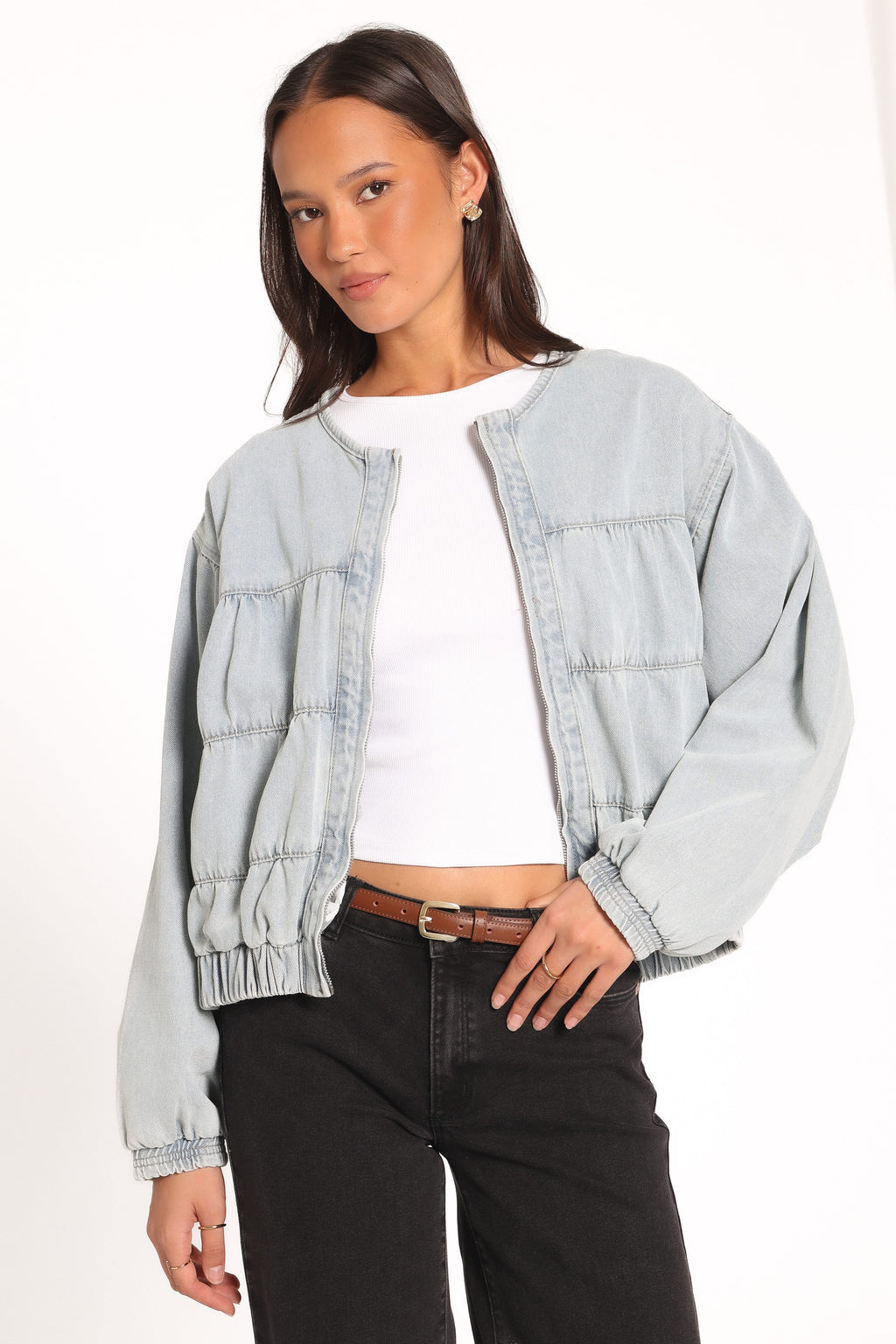 Denim Bomber Jacket - Light Blue Wash