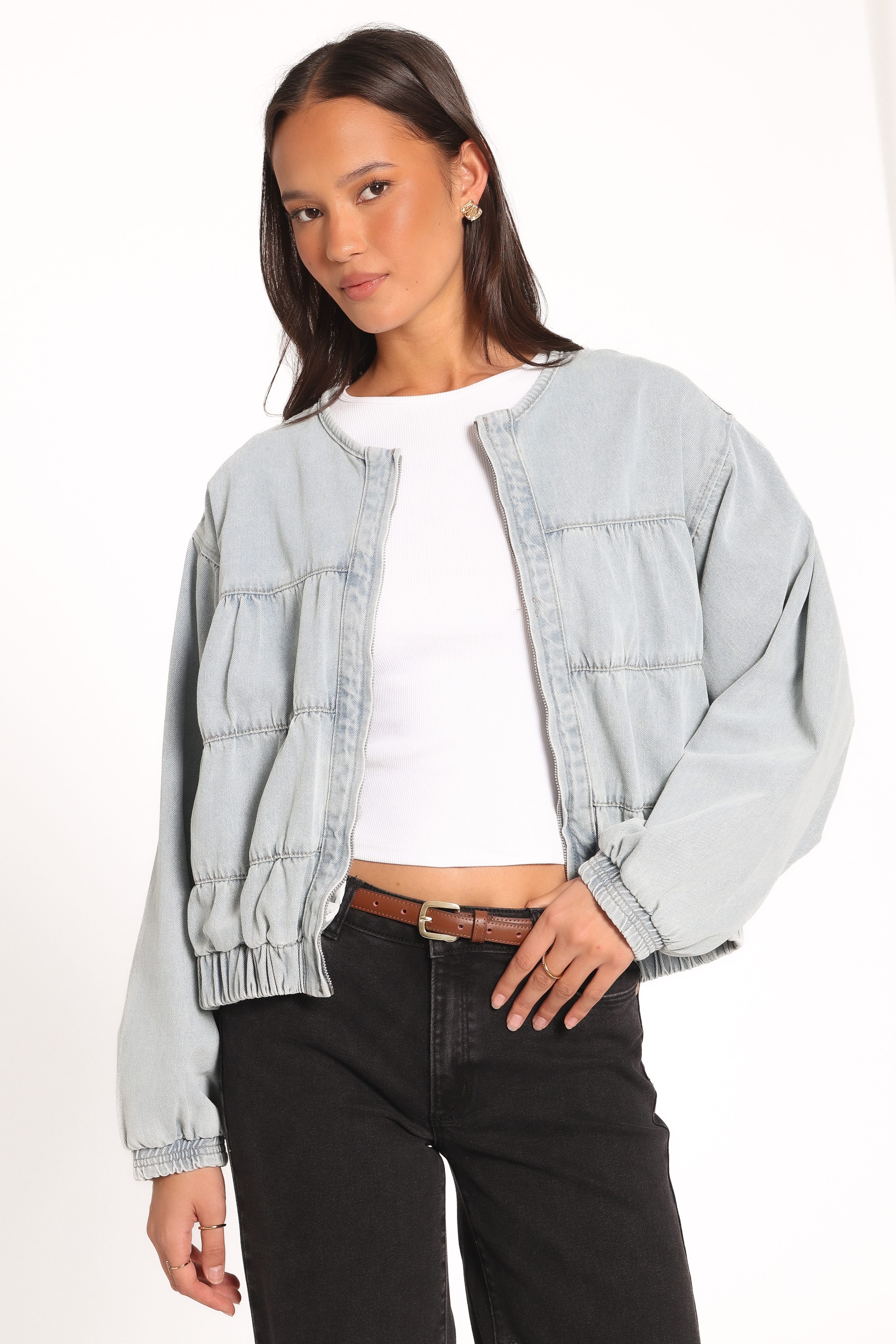 Denim Bomber Jacket - Light Blue Wash