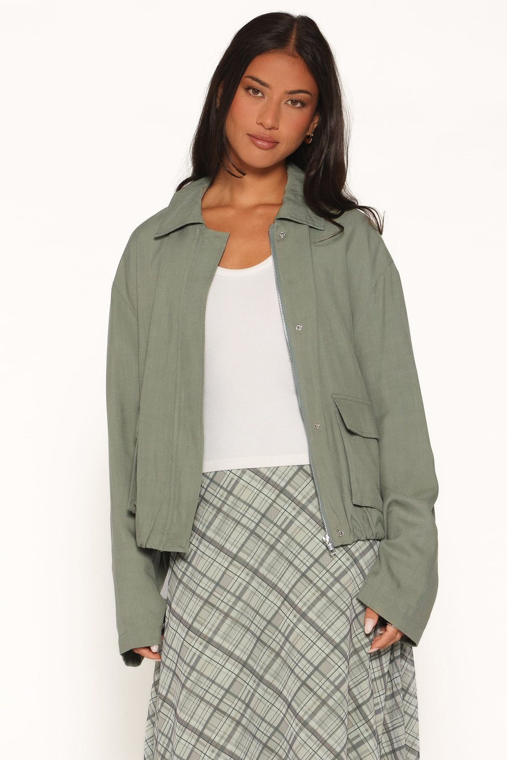 Bubble Hem Jacket - Green
