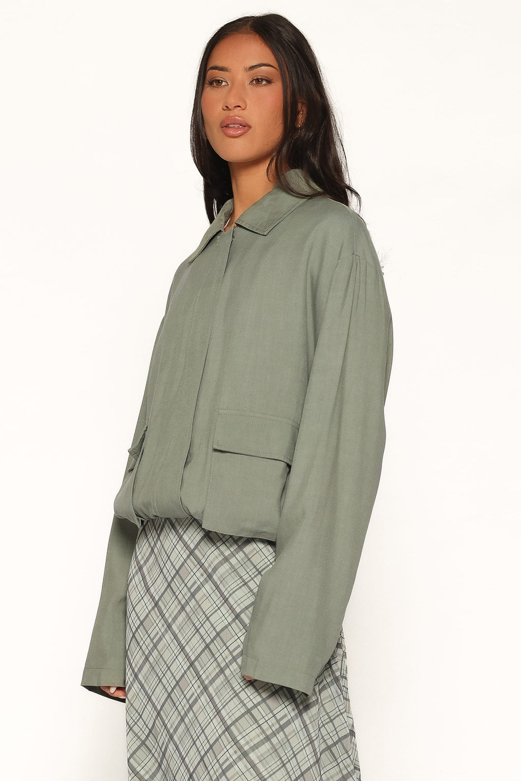 Bubble Hem Jacket - Green