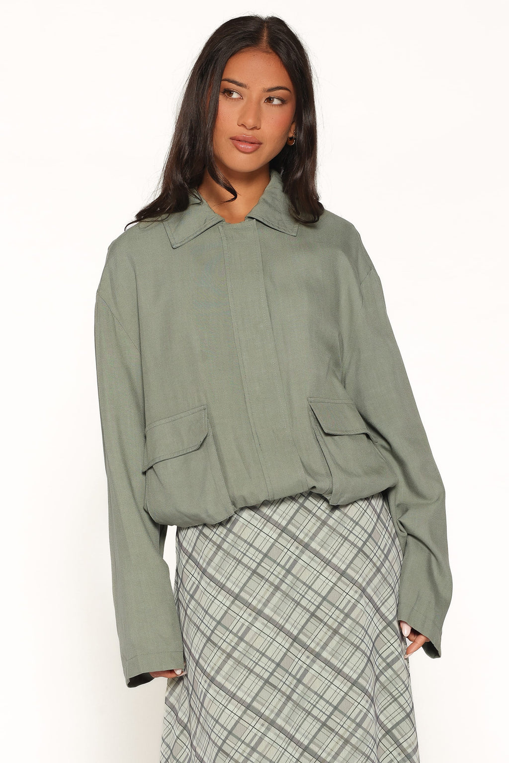 Bubble Hem Jacket - Green