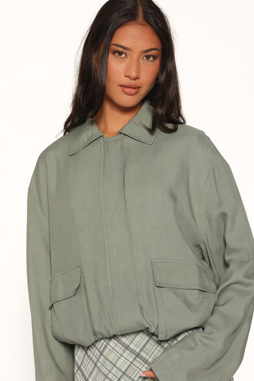 Bubble Hem Jacket - Green
