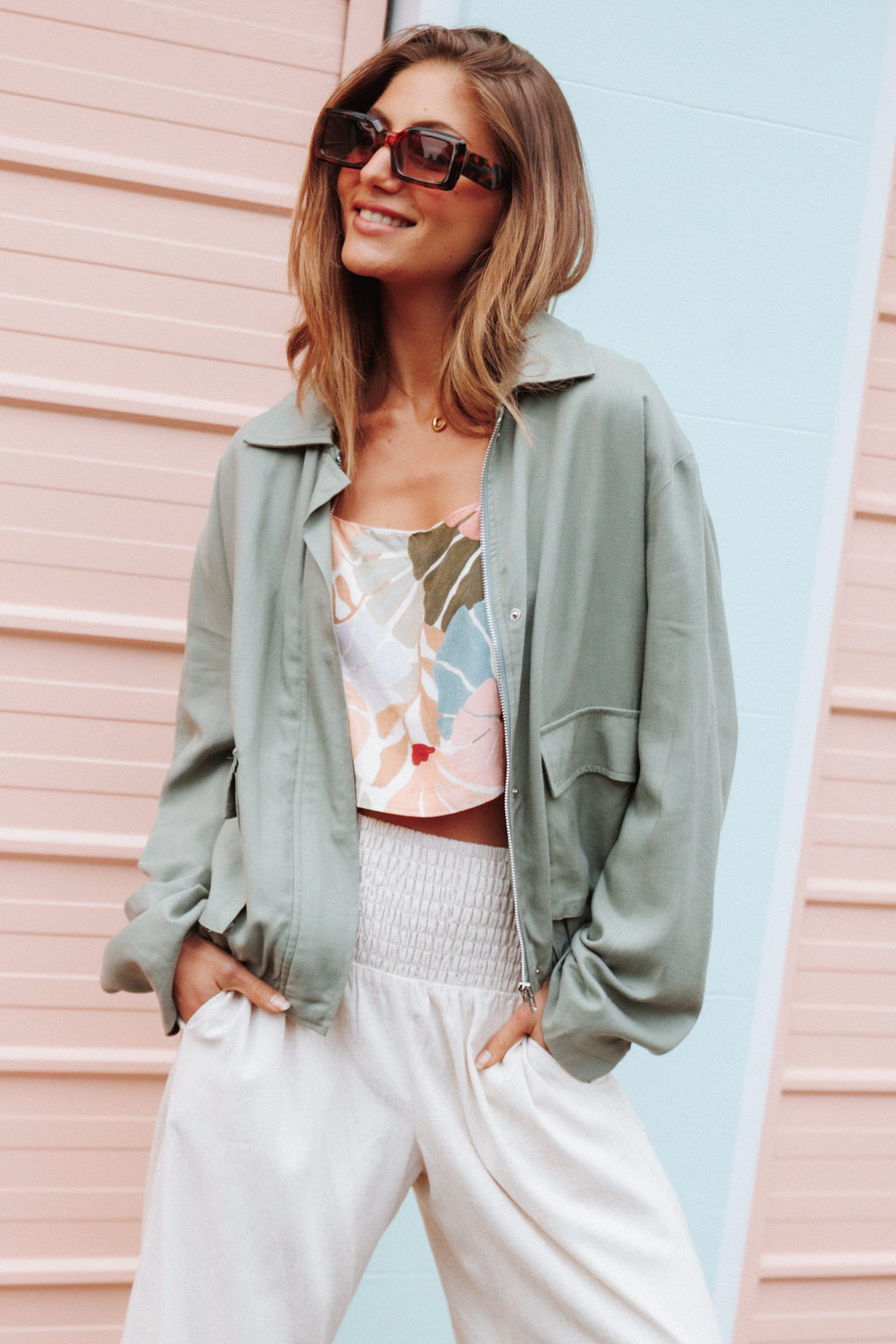 Bubble Hem Jacket - Green