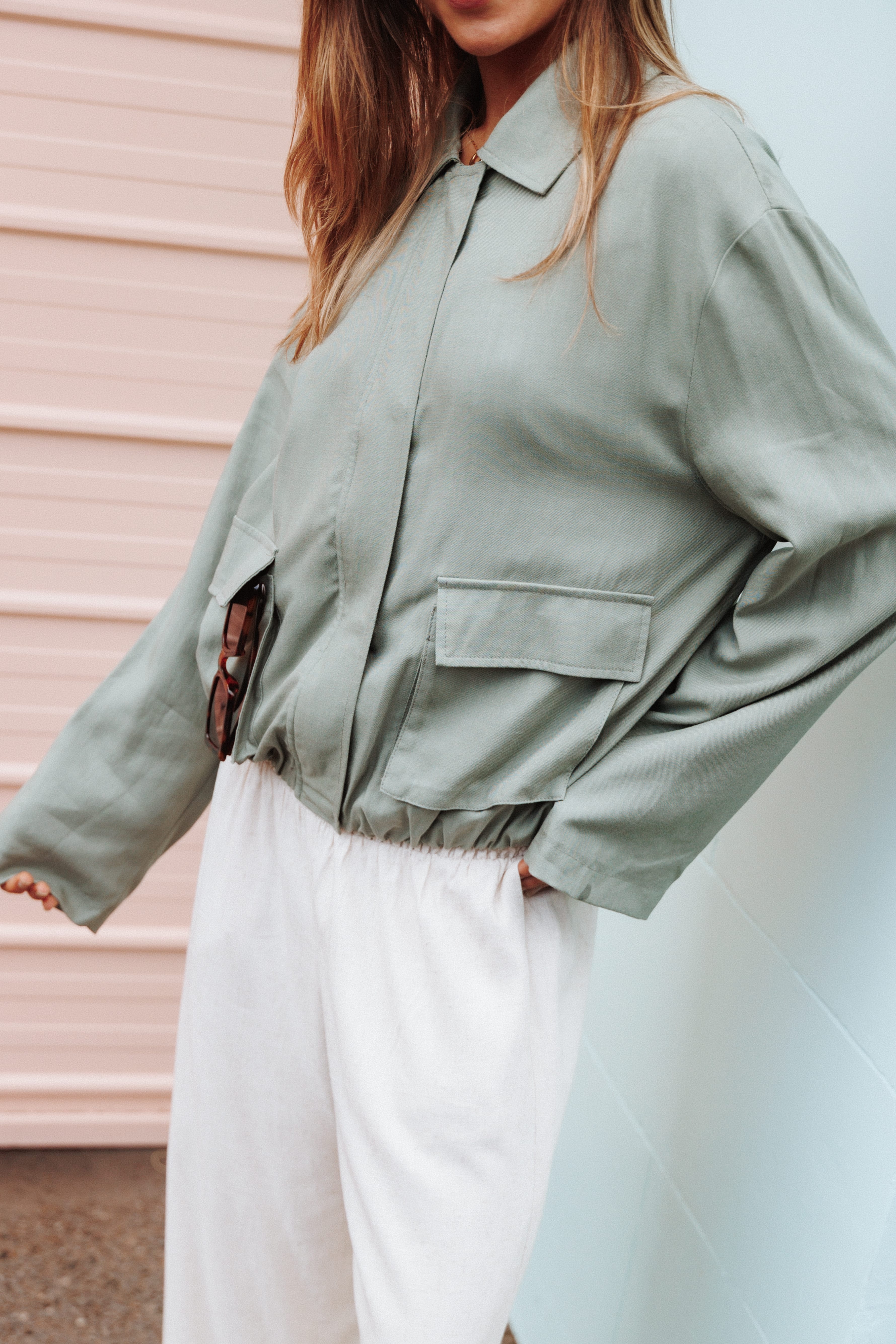 Bubble Hem Jacket - Green
