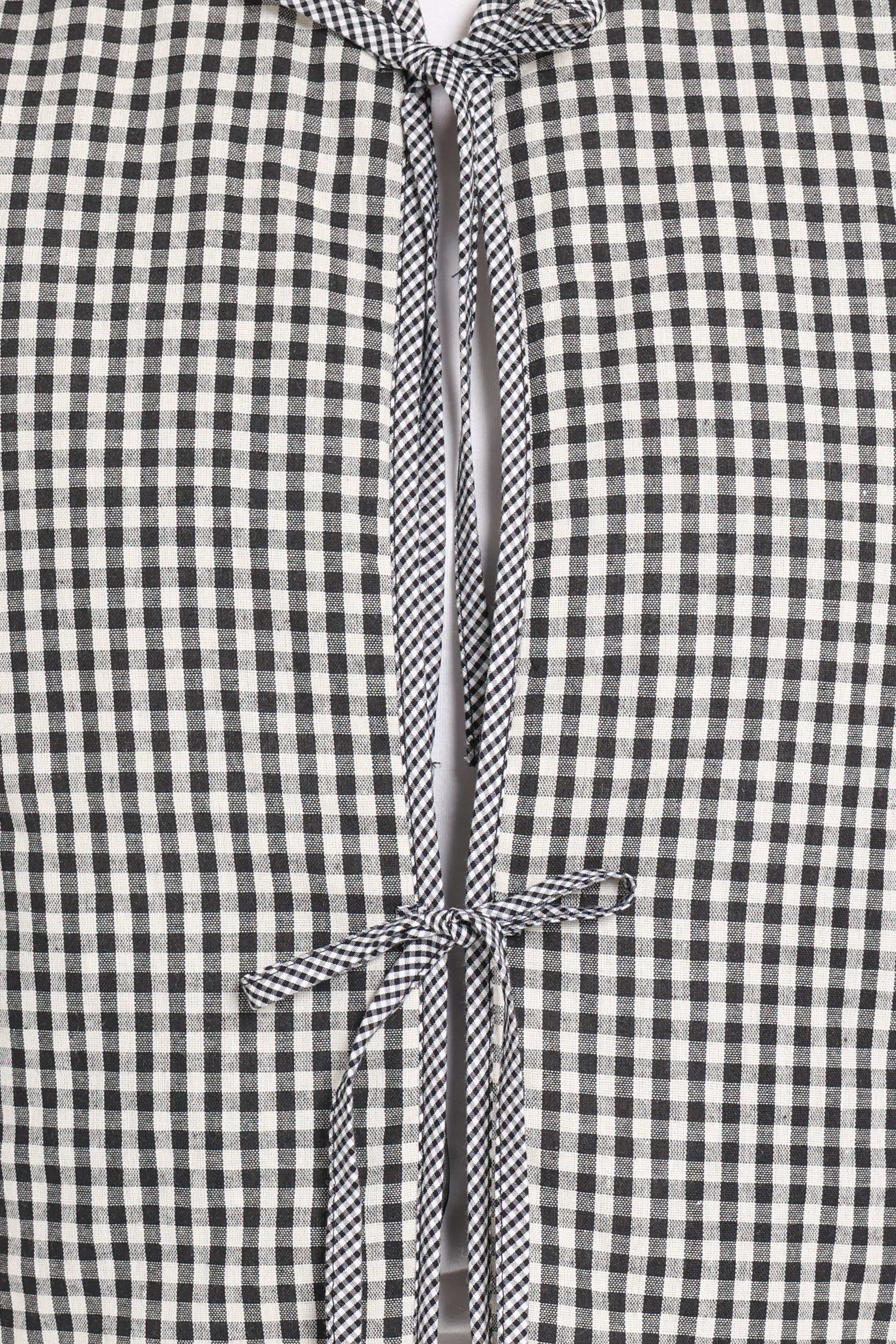 Tie Front Vest - Black Gingham
