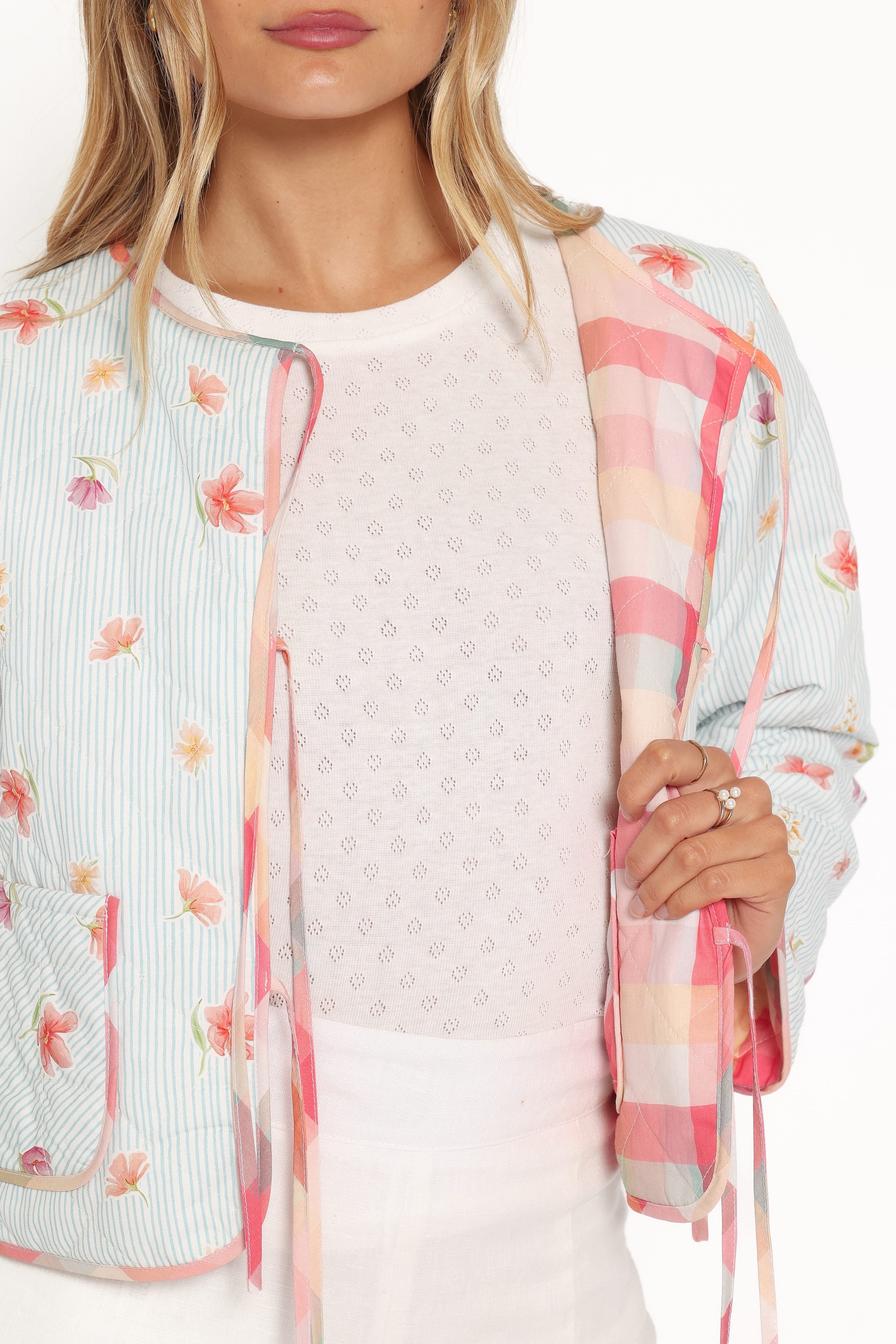 Reversible Quilted Jacket - Blue Stripe