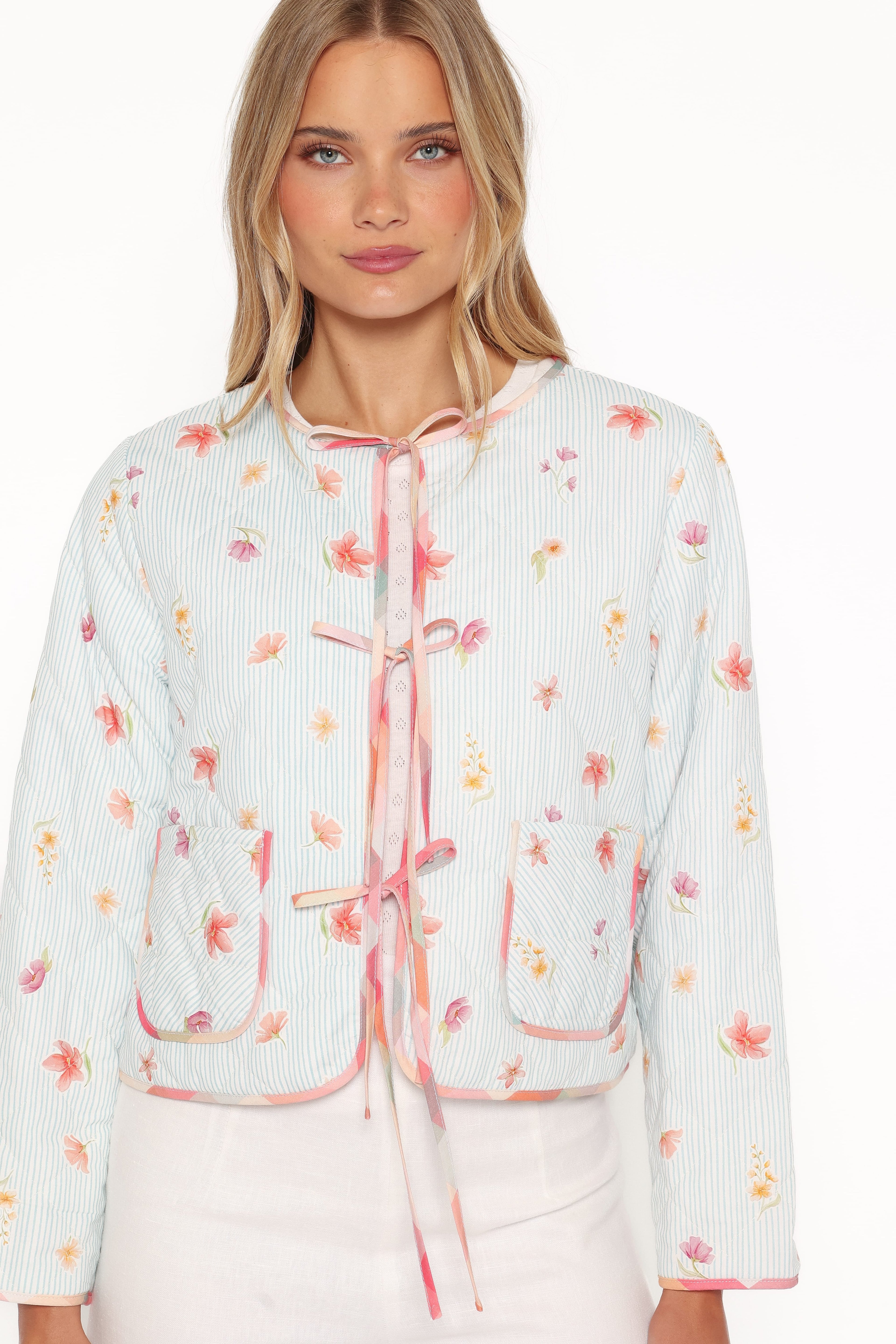 Reversible Quilted Jacket - Blue Stripe