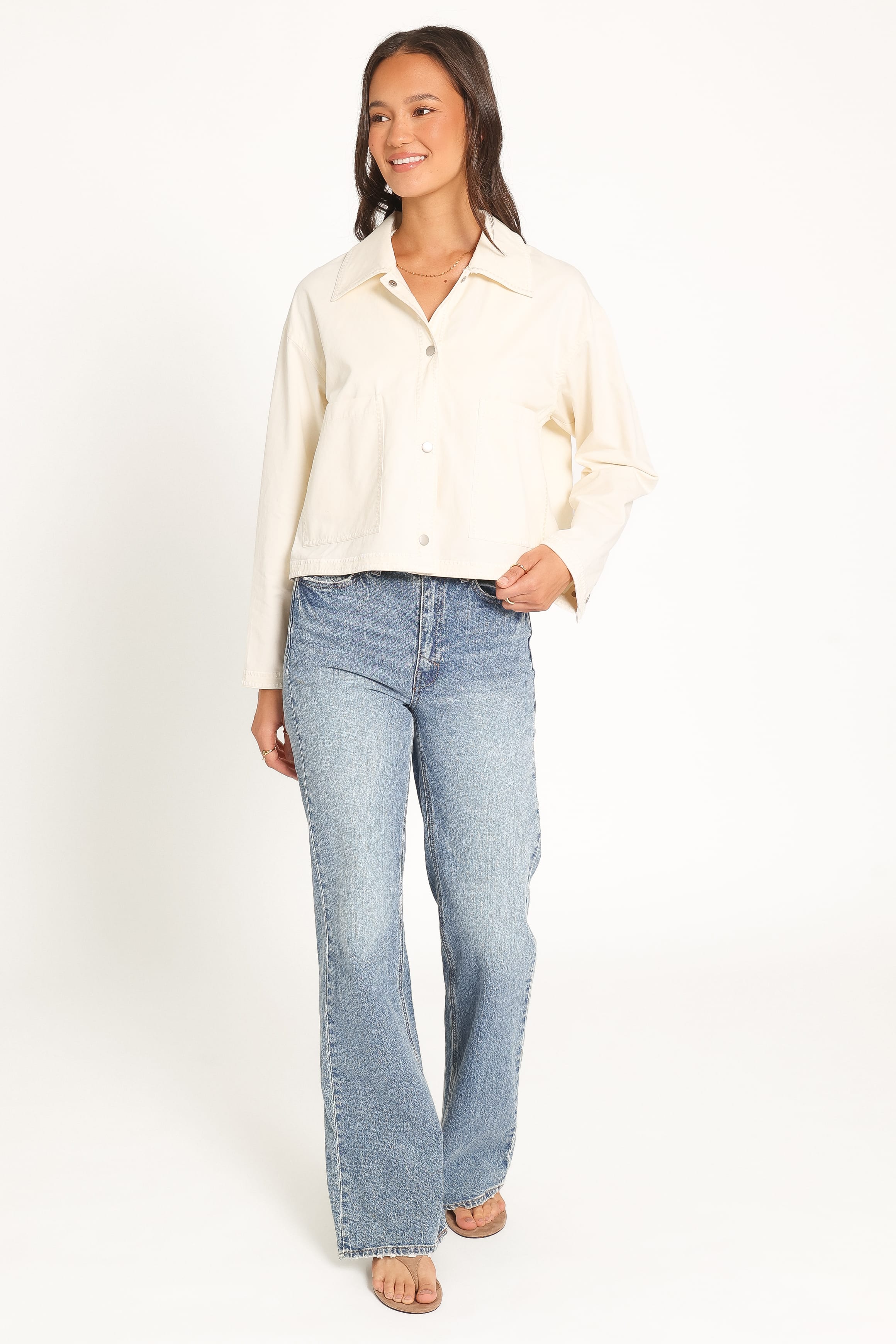 Boxy Crop Jacket - Ivory