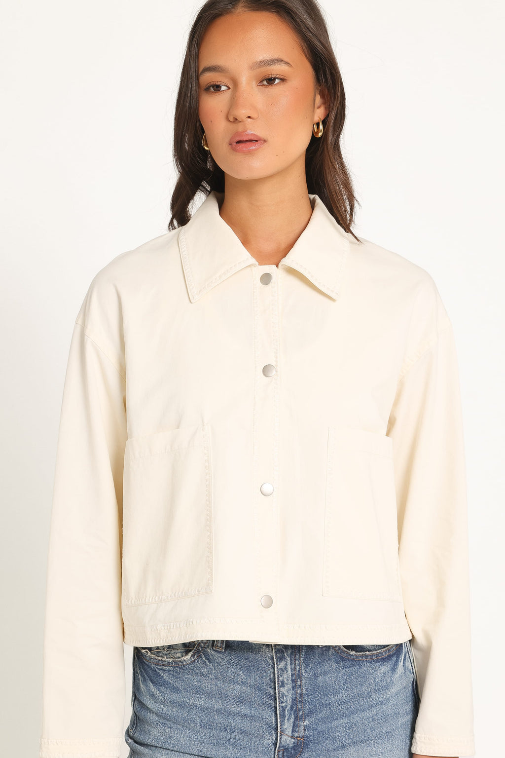 Boxy Crop Jacket - Ivory