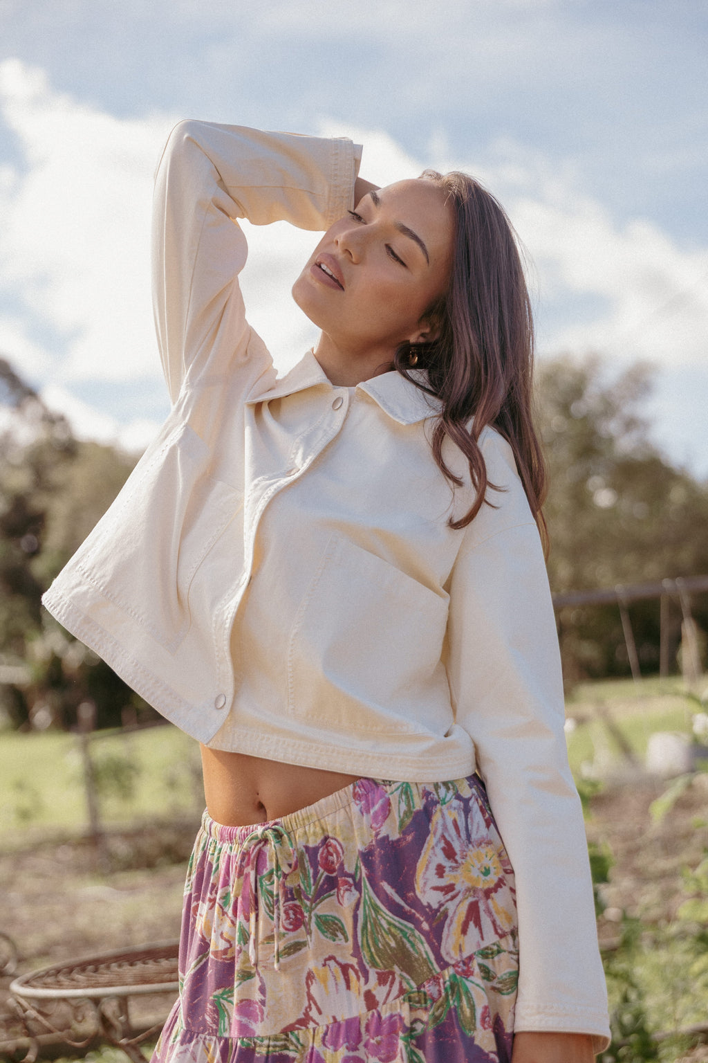 Boxy Crop Jacket - Ivory
