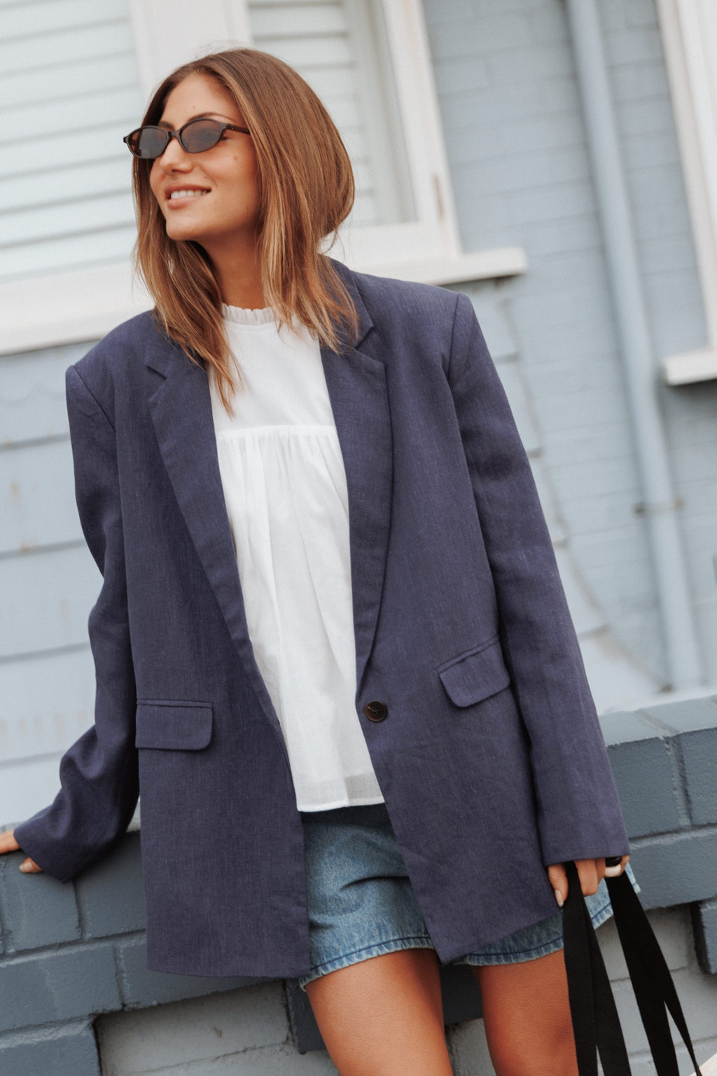 Oversized Blazer - Navy Blue