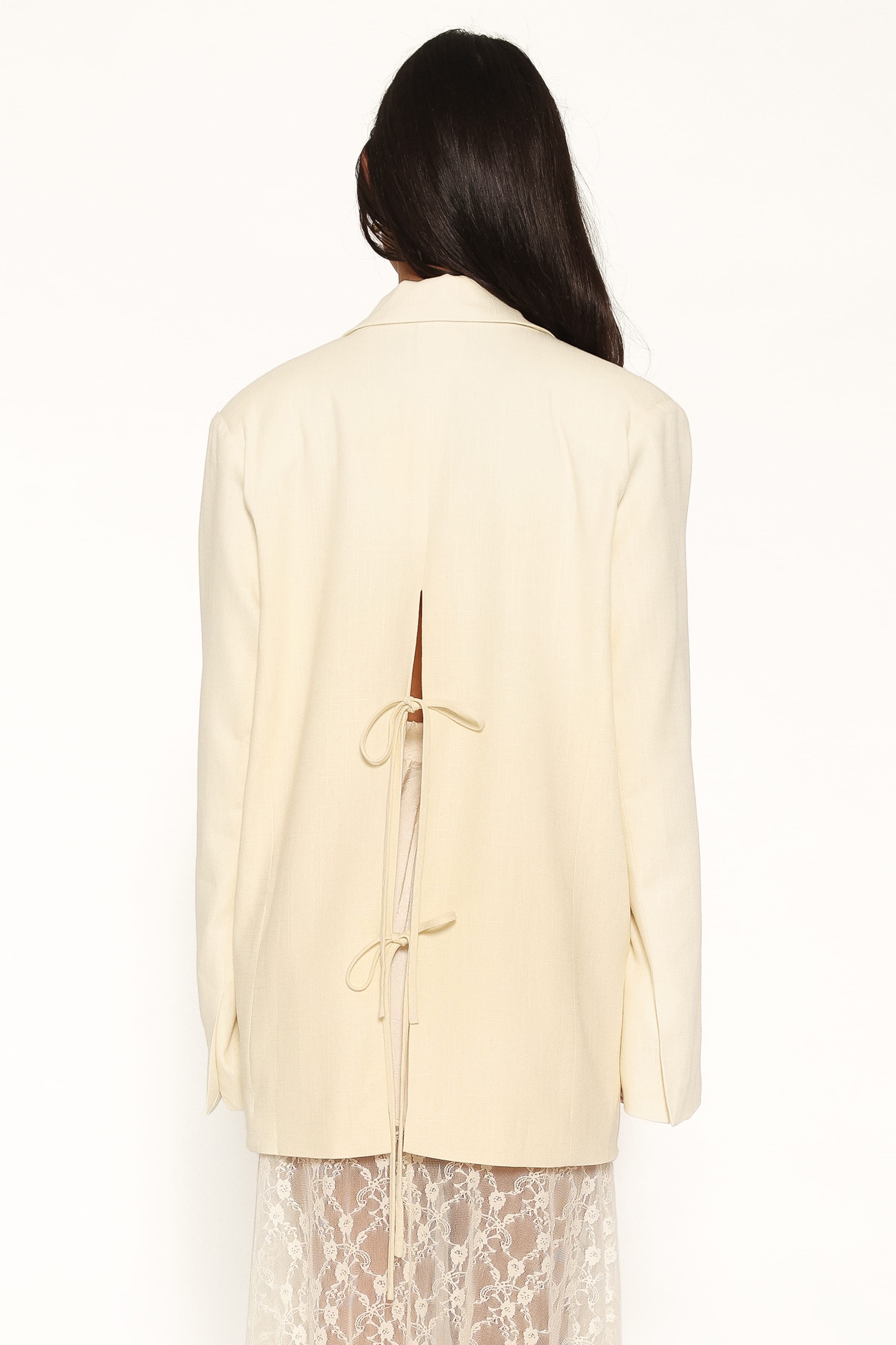 Tie Back Blazer - Butter Yellow