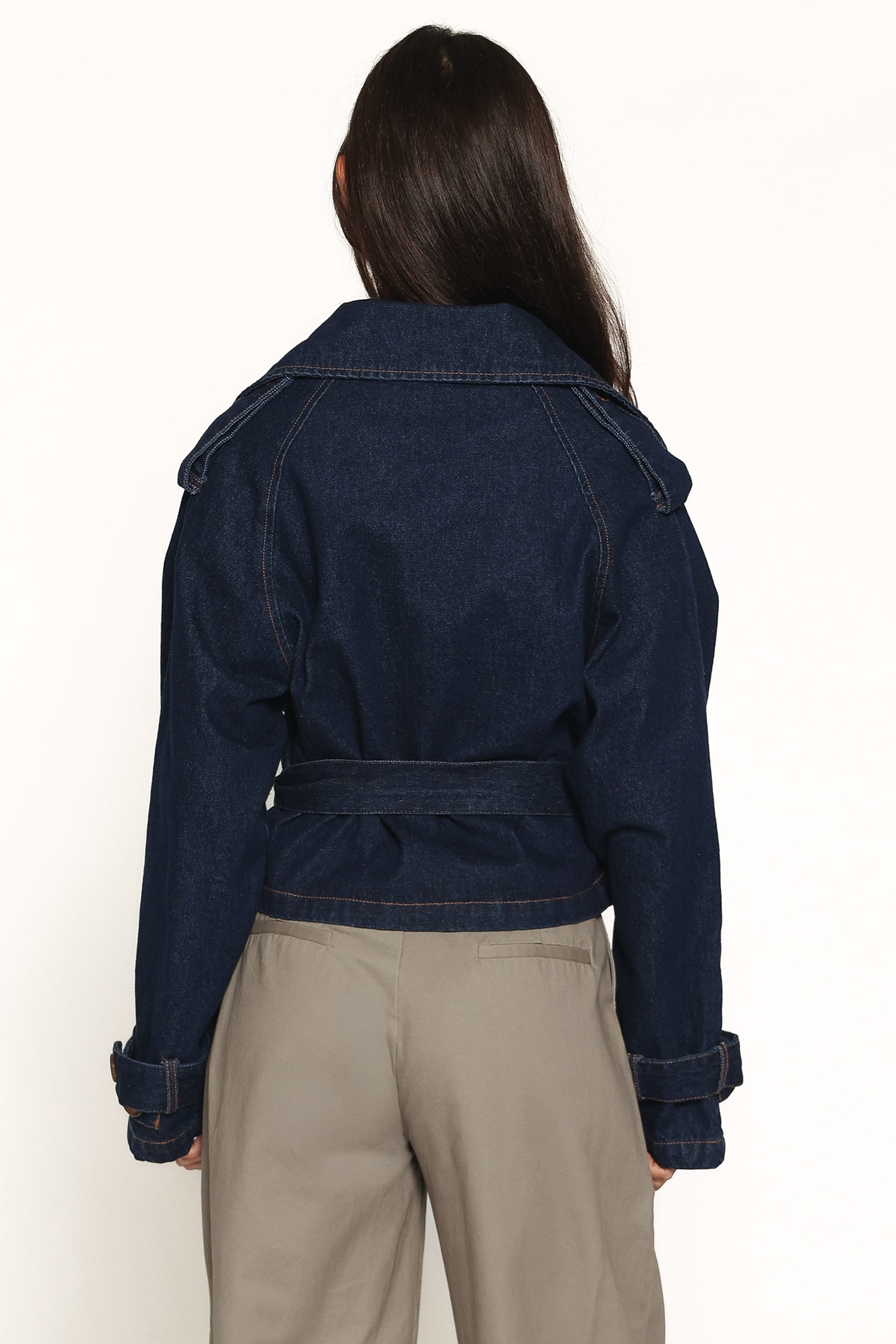 Waist Tie Denim Jacket - Indigo Wash