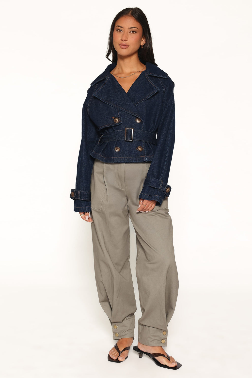 Waist Tie Denim Jacket - Indigo Wash
