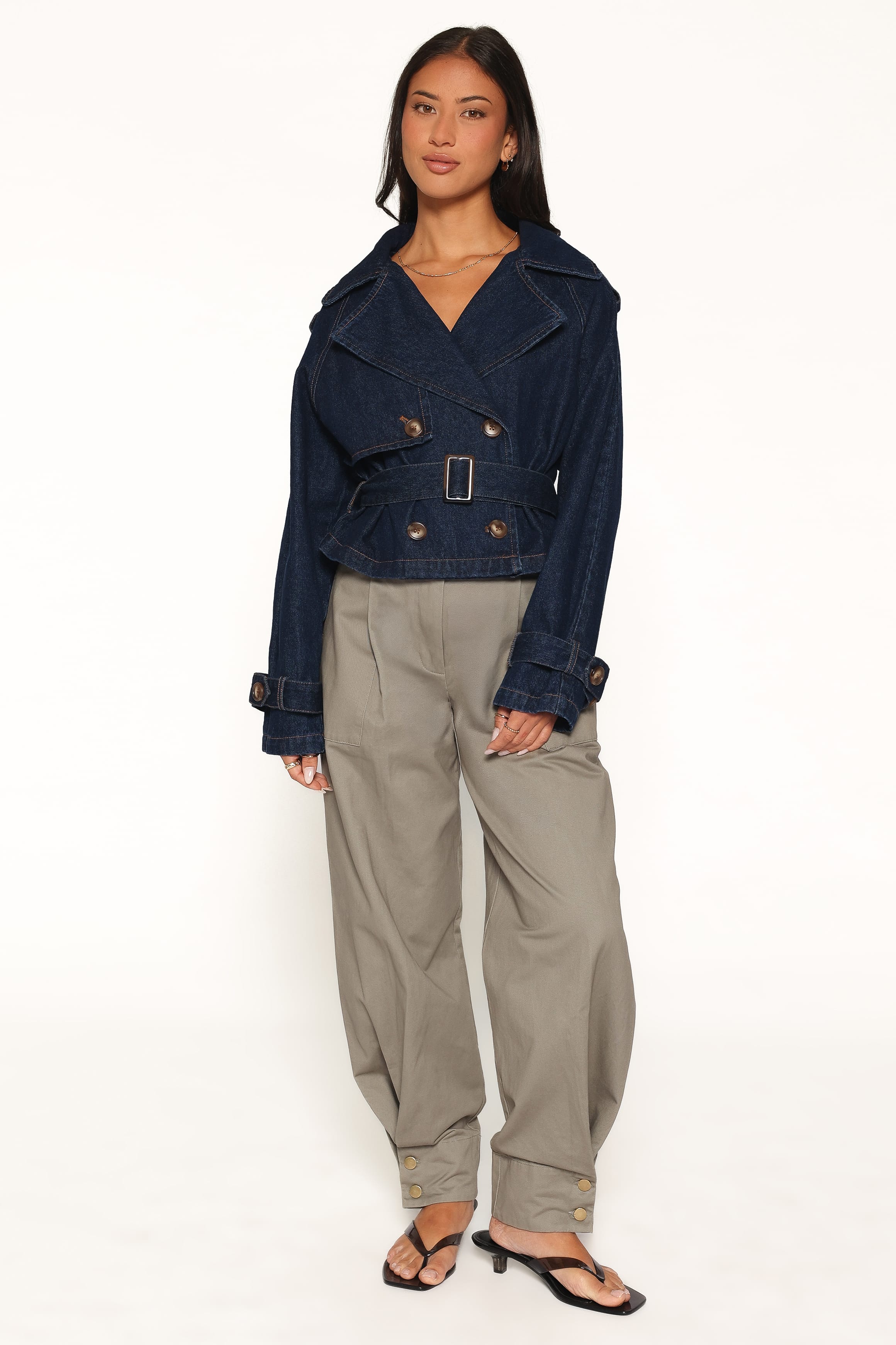 Waist Tie Denim Jacket - Indigo Wash