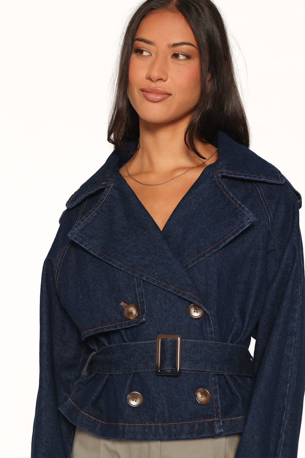 Waist Tie Denim Jacket - Indigo Wash