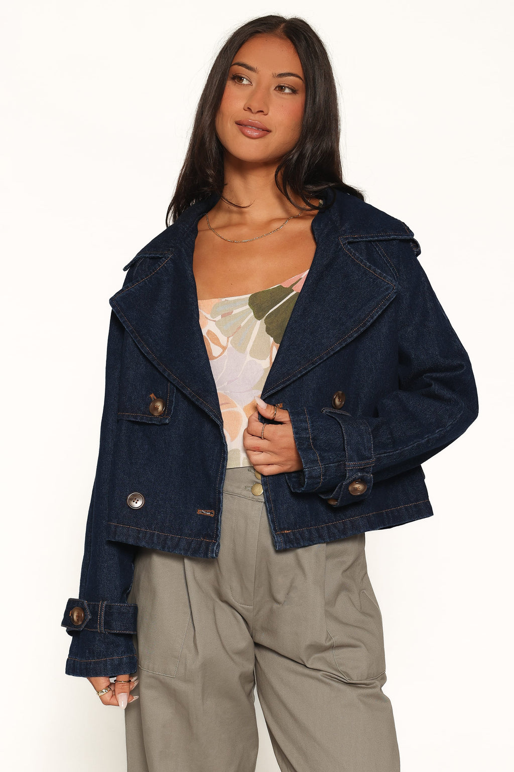 Waist Tie Denim Jacket - Indigo Wash