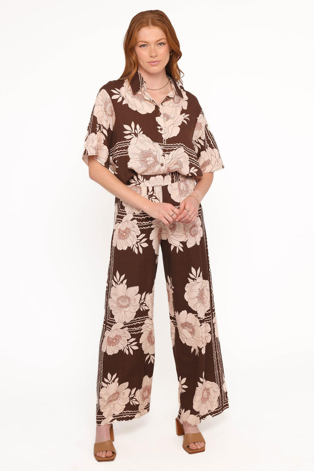 Wide Leg Pant - Brown Floral