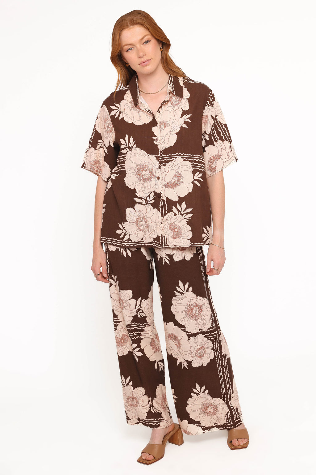 Wide Leg Pant - Brown Floral