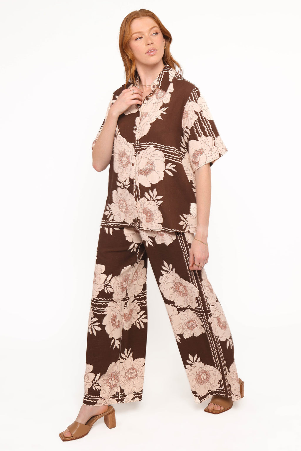 Wide Leg Pant - Brown Floral