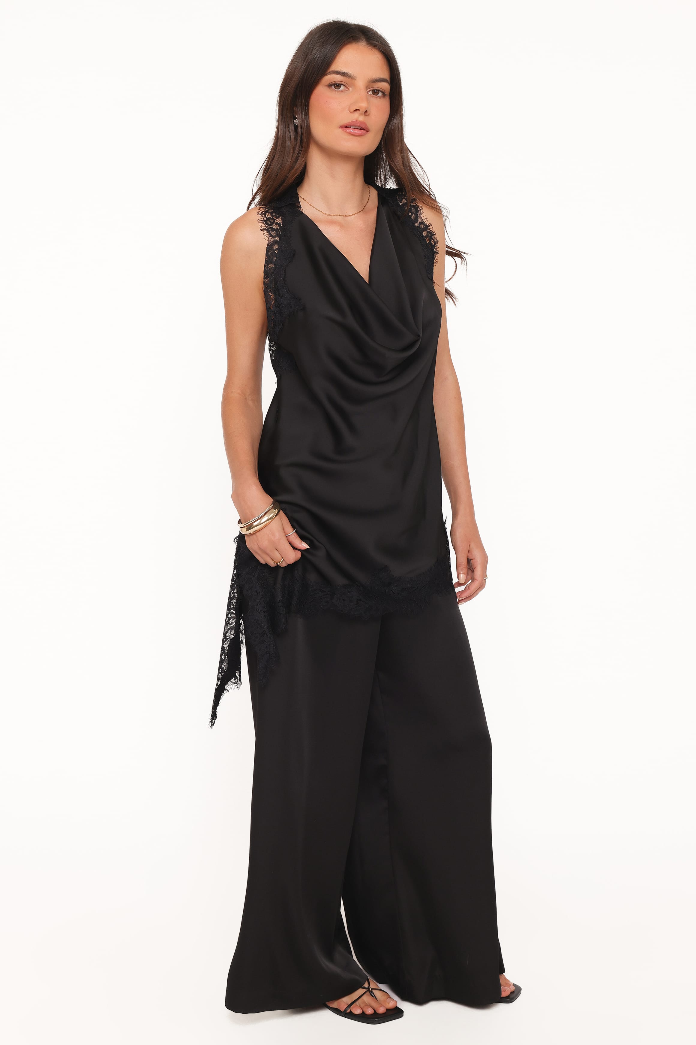 Wide Leg Tailored Pant - Black