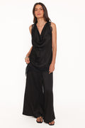 Pantalón sastre de pierna ancha - negro