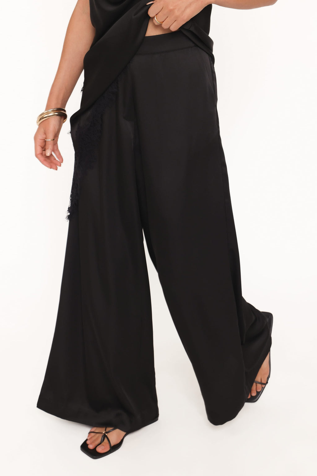 Pantalón sastre de pierna ancha - negro