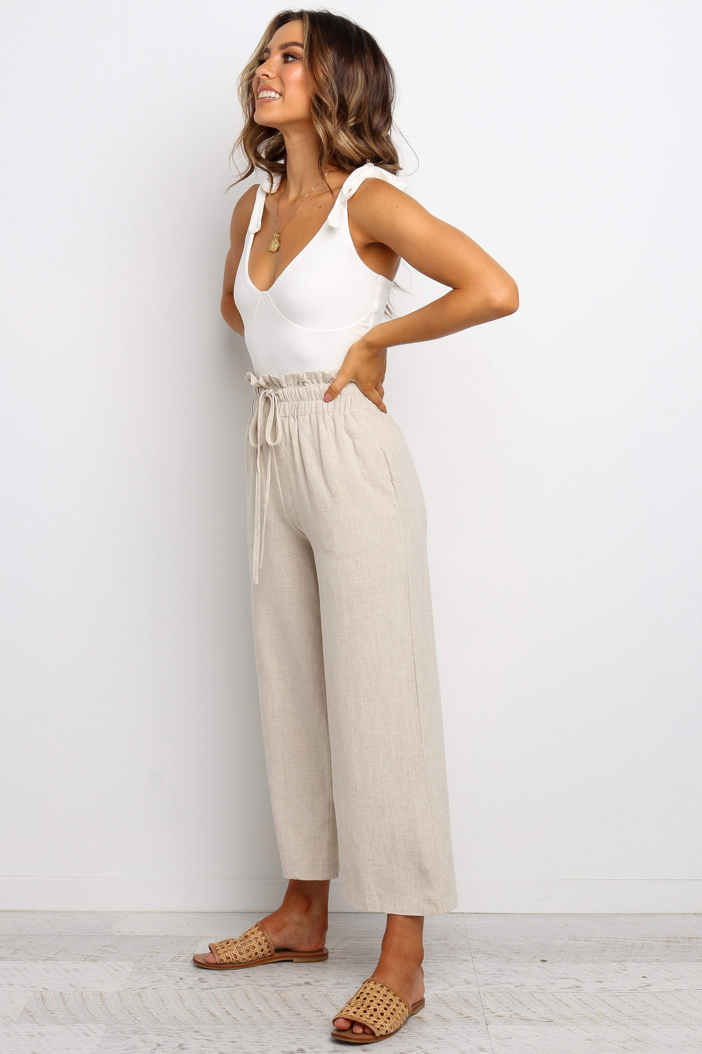 Wide Leg Pant - Beige