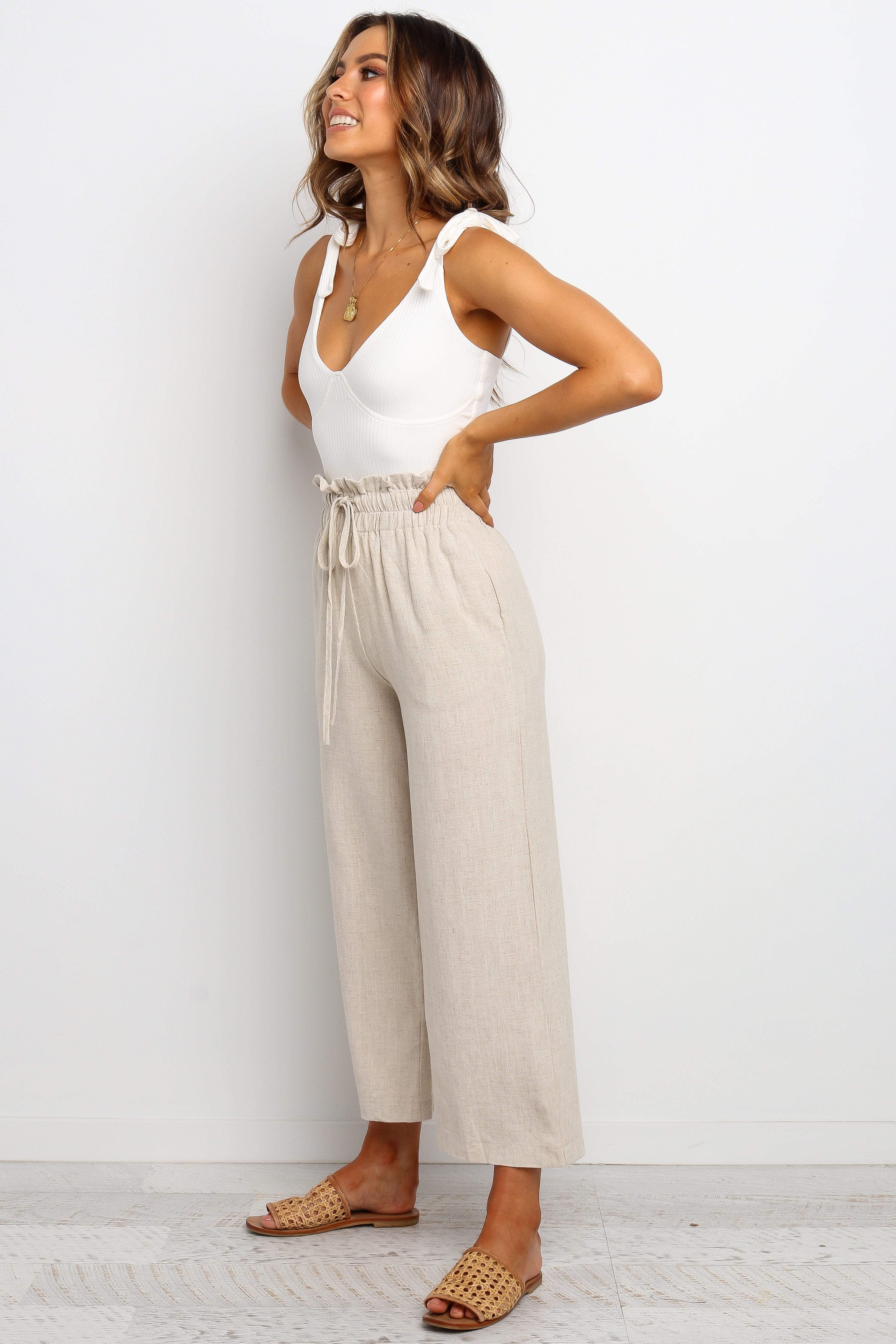 Wide Leg Pant - Beige