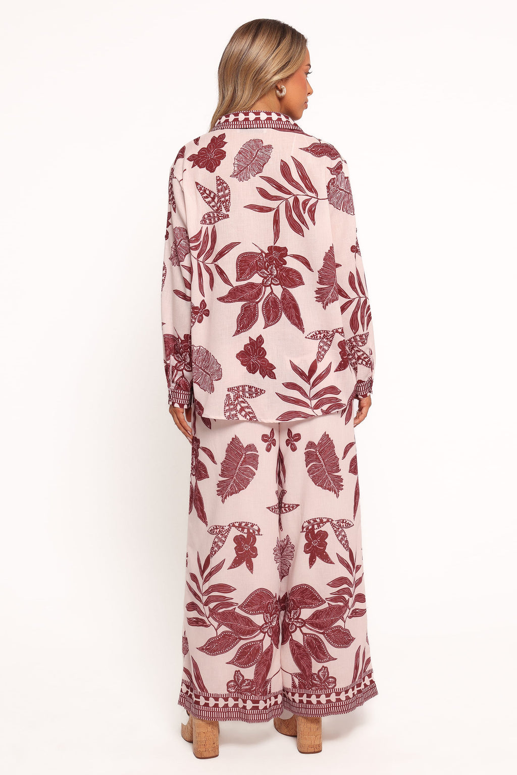 Wide Leg Pant - Leaf Print