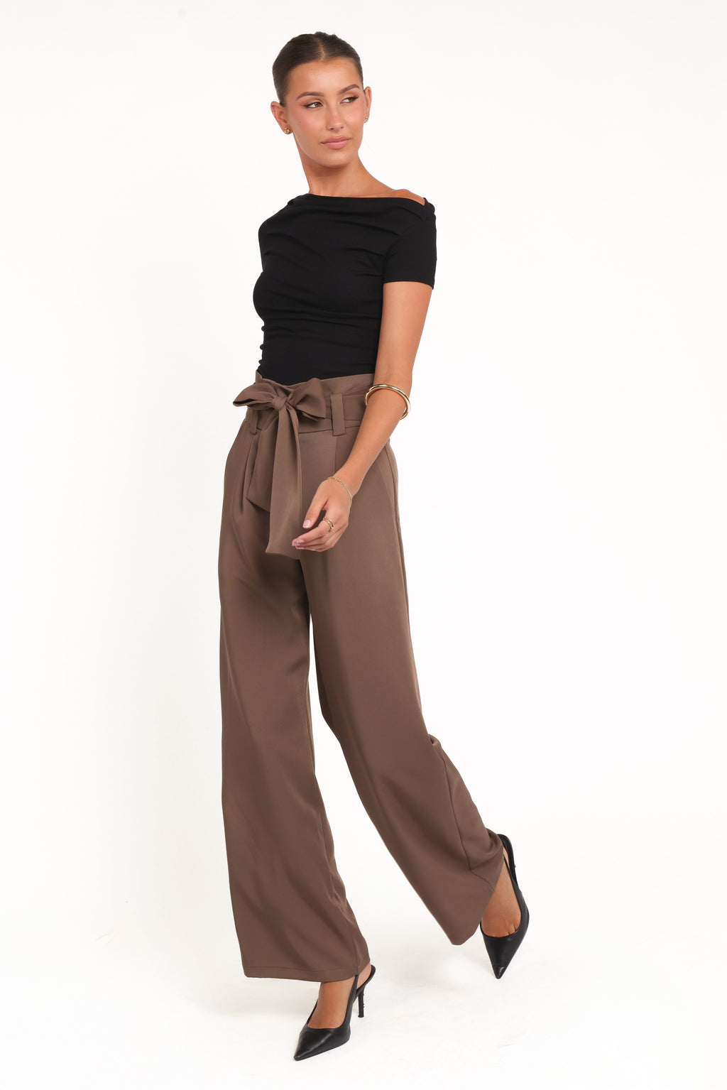 Wide Leg Pants - Ash Brown