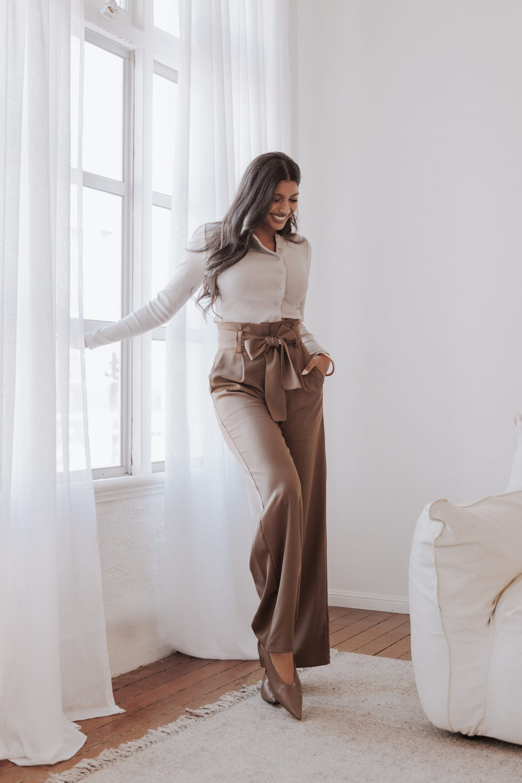 Wide Leg Pants - Ash Brown