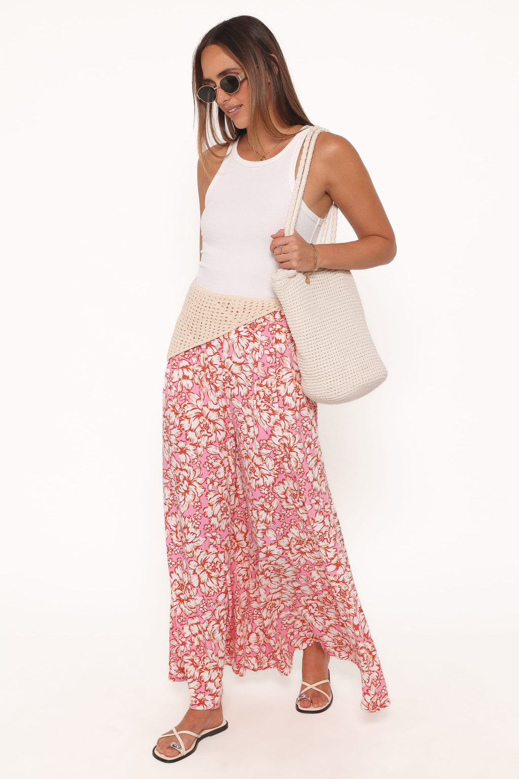 Wide Leg Pants - Pink Floral