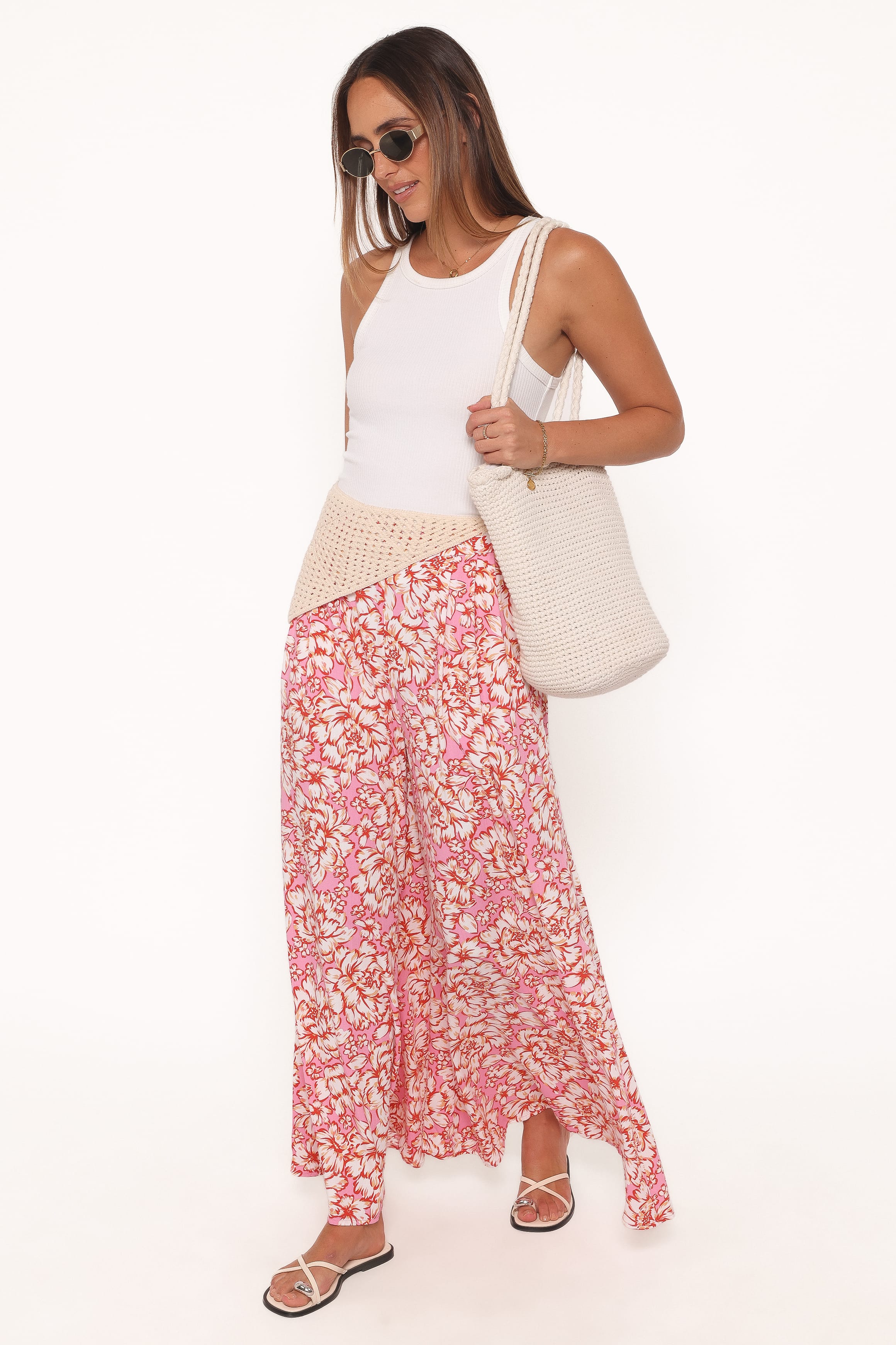 Wide Leg Pants - Pink Floral