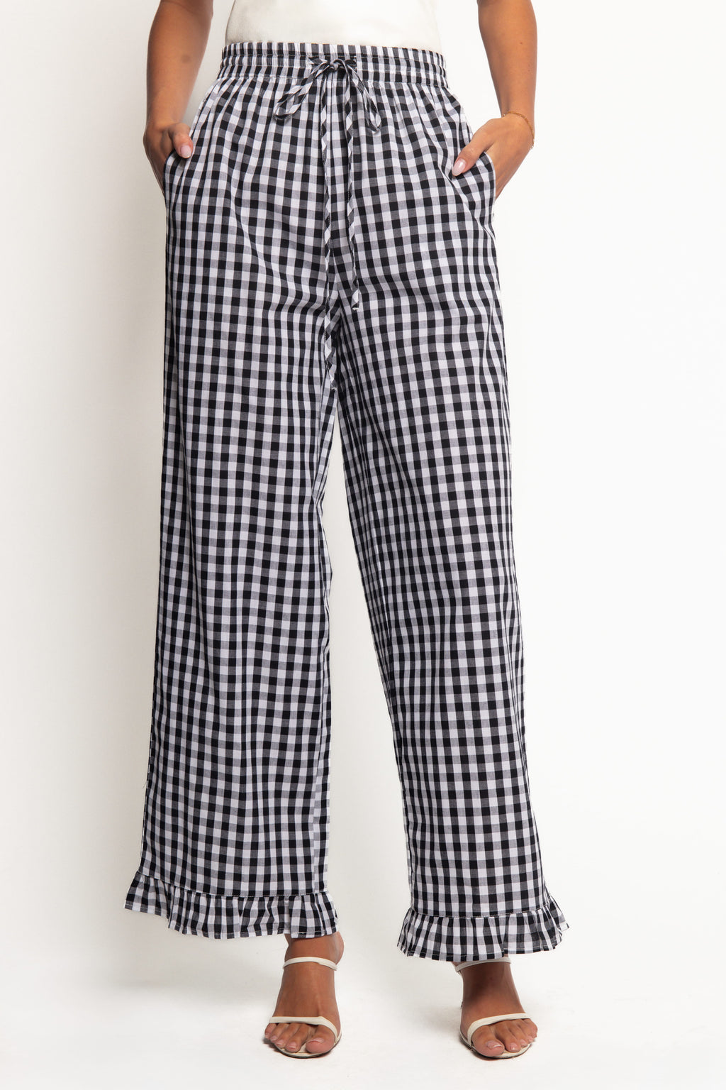 Wide Leg Pant - Black Gingham