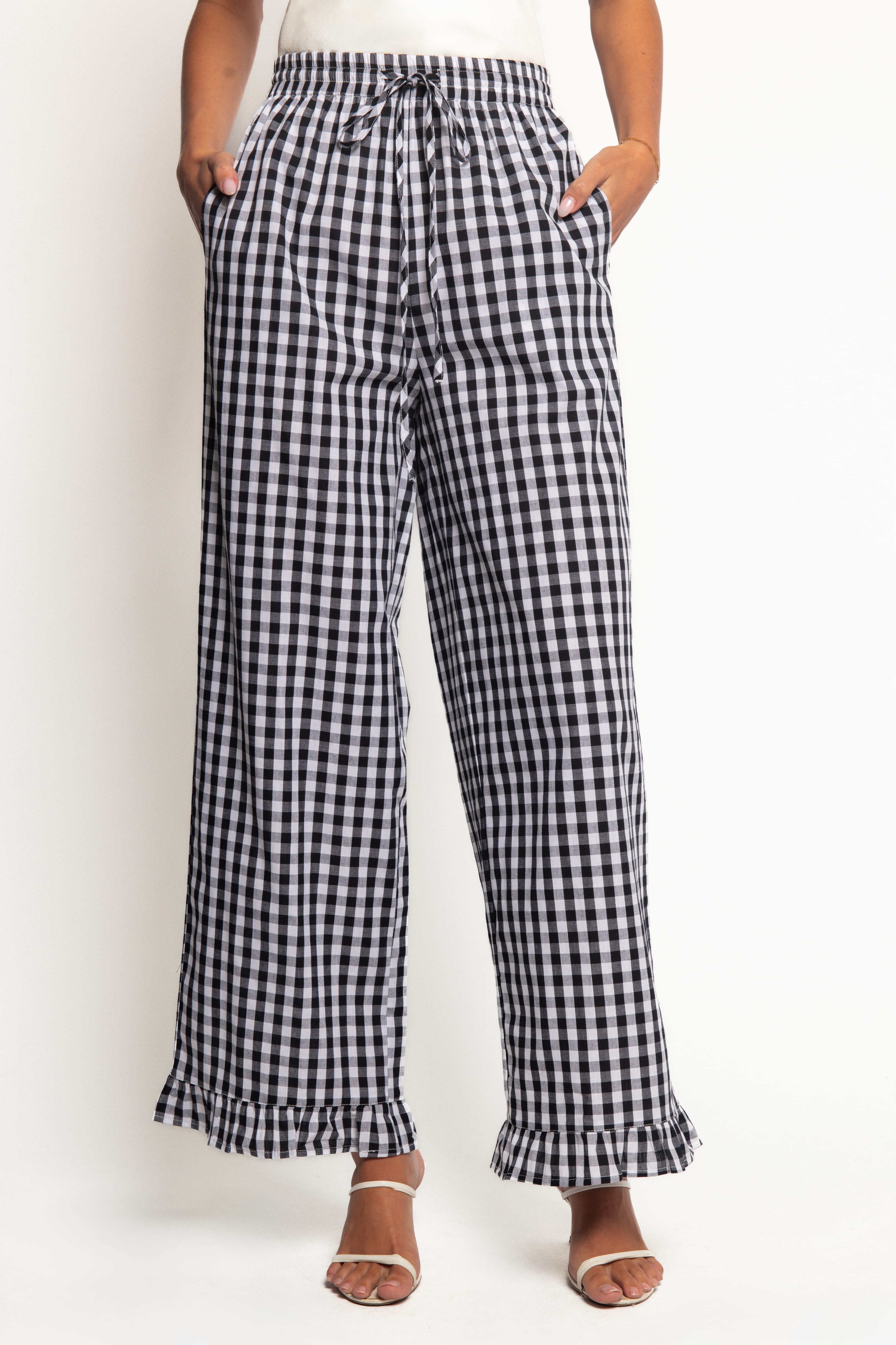 Wide Leg Pant - Black Gingham