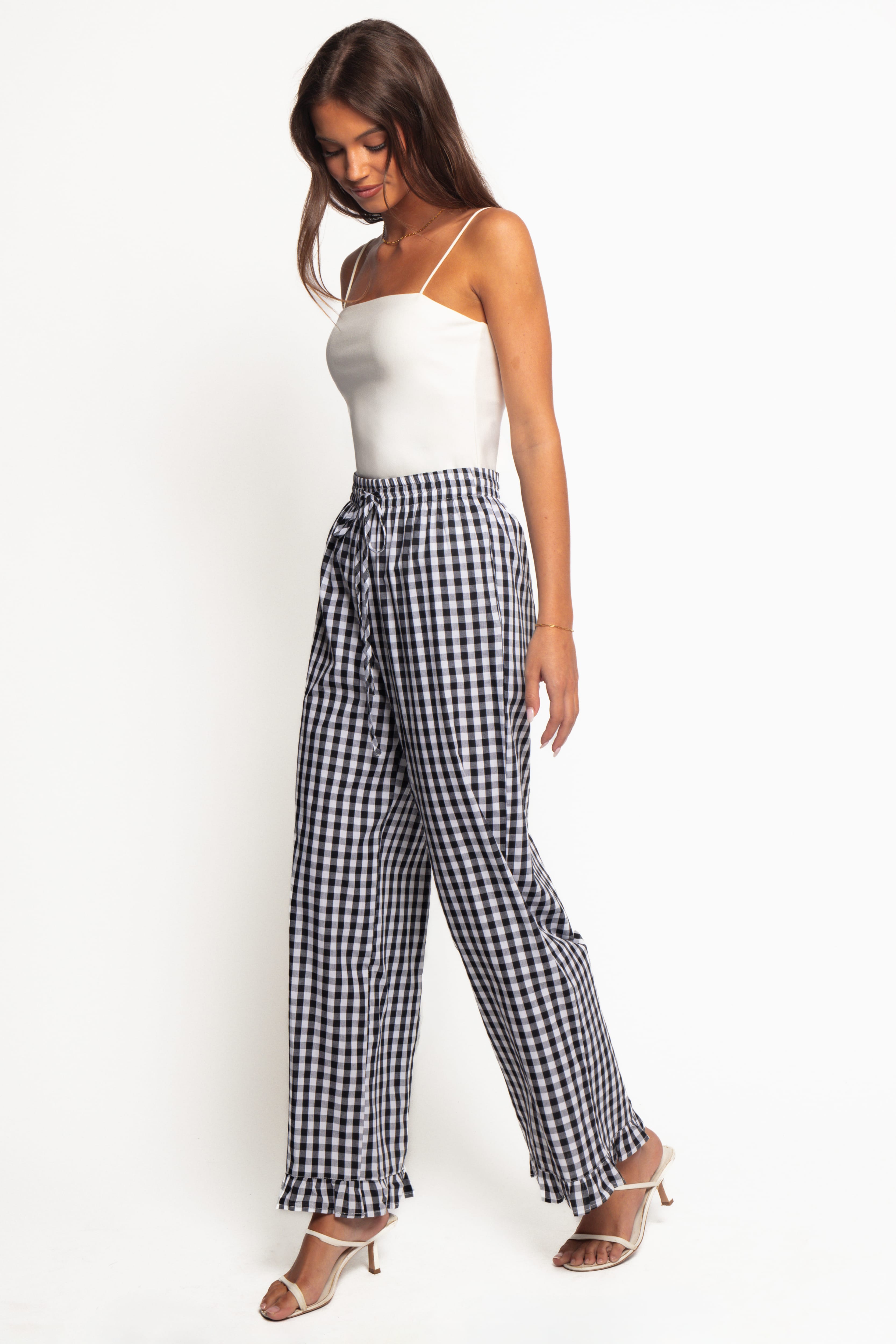 Wide Leg Pant - Black Gingham