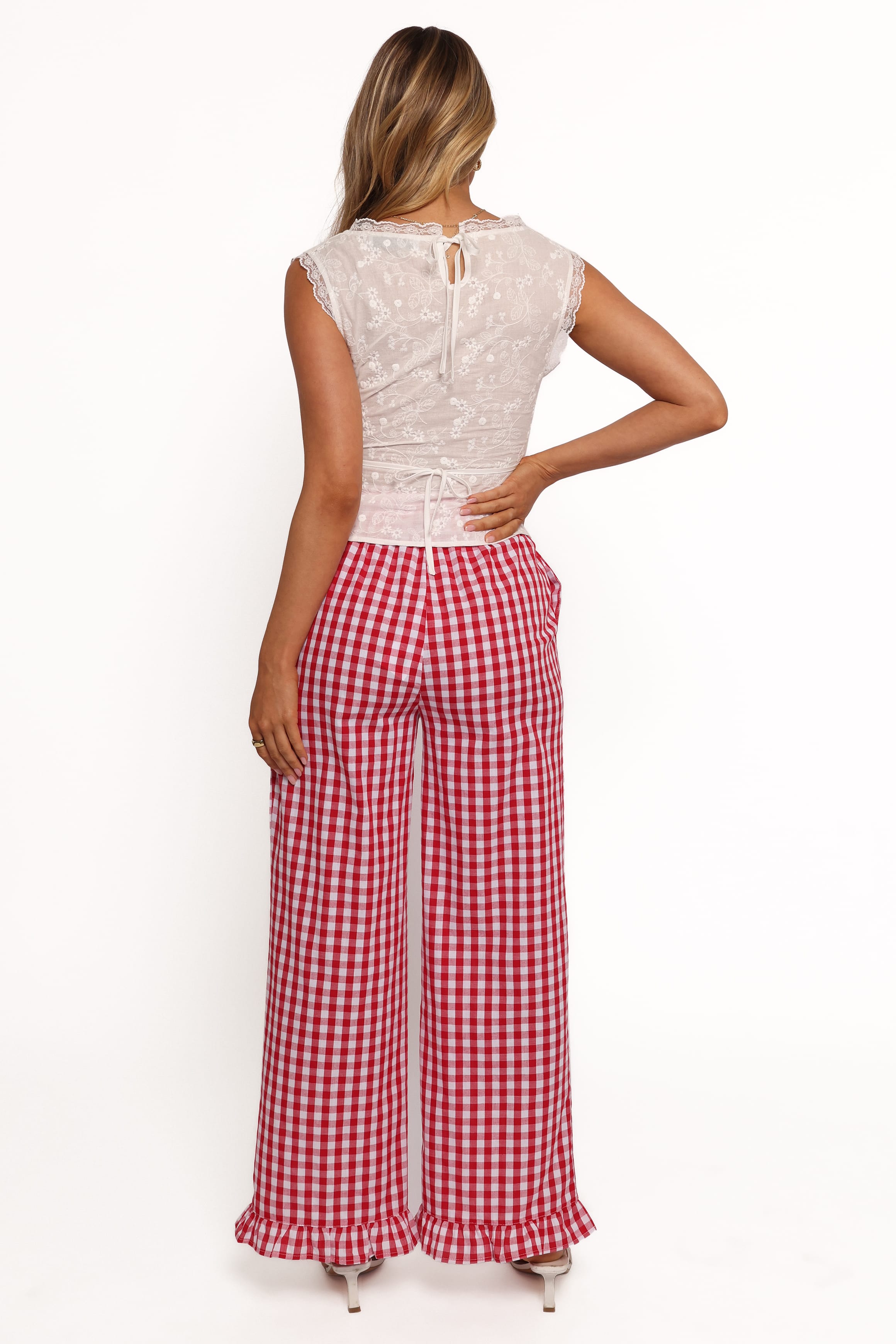 Wide Leg Pant - Red Gingham